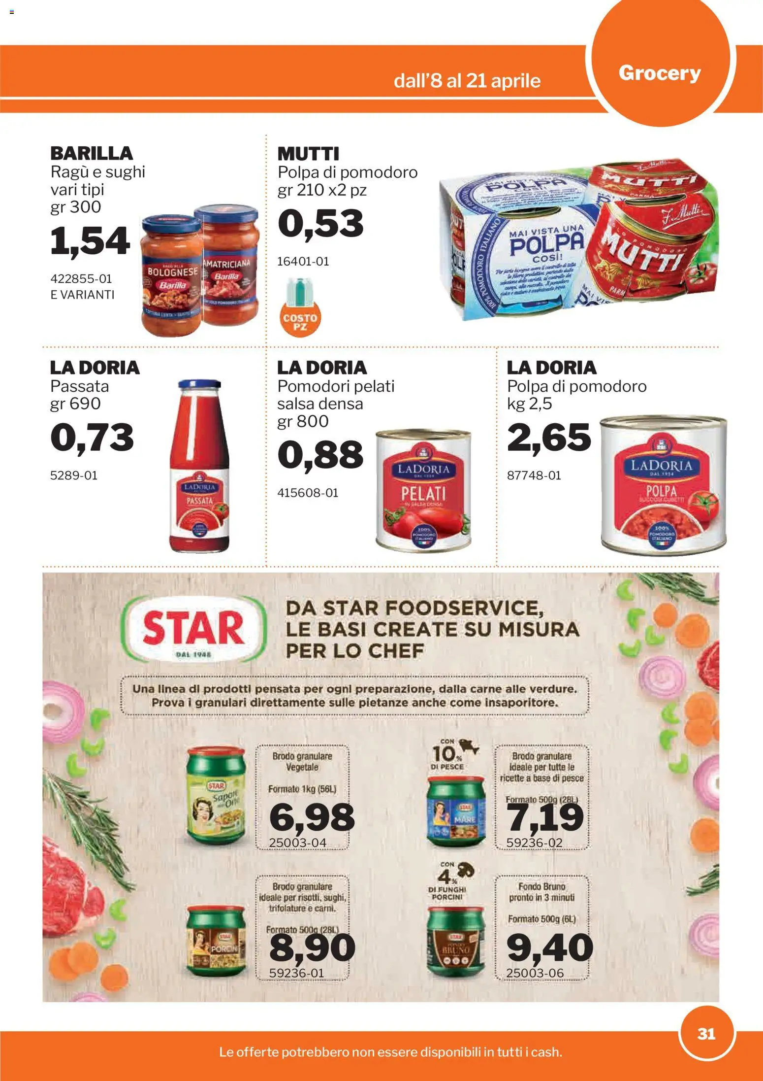Volantino Sogegross del 08.04.2026 | Pagina: 31 | Prodotti: Pomodoro, Funghi, Ragú, Mutti