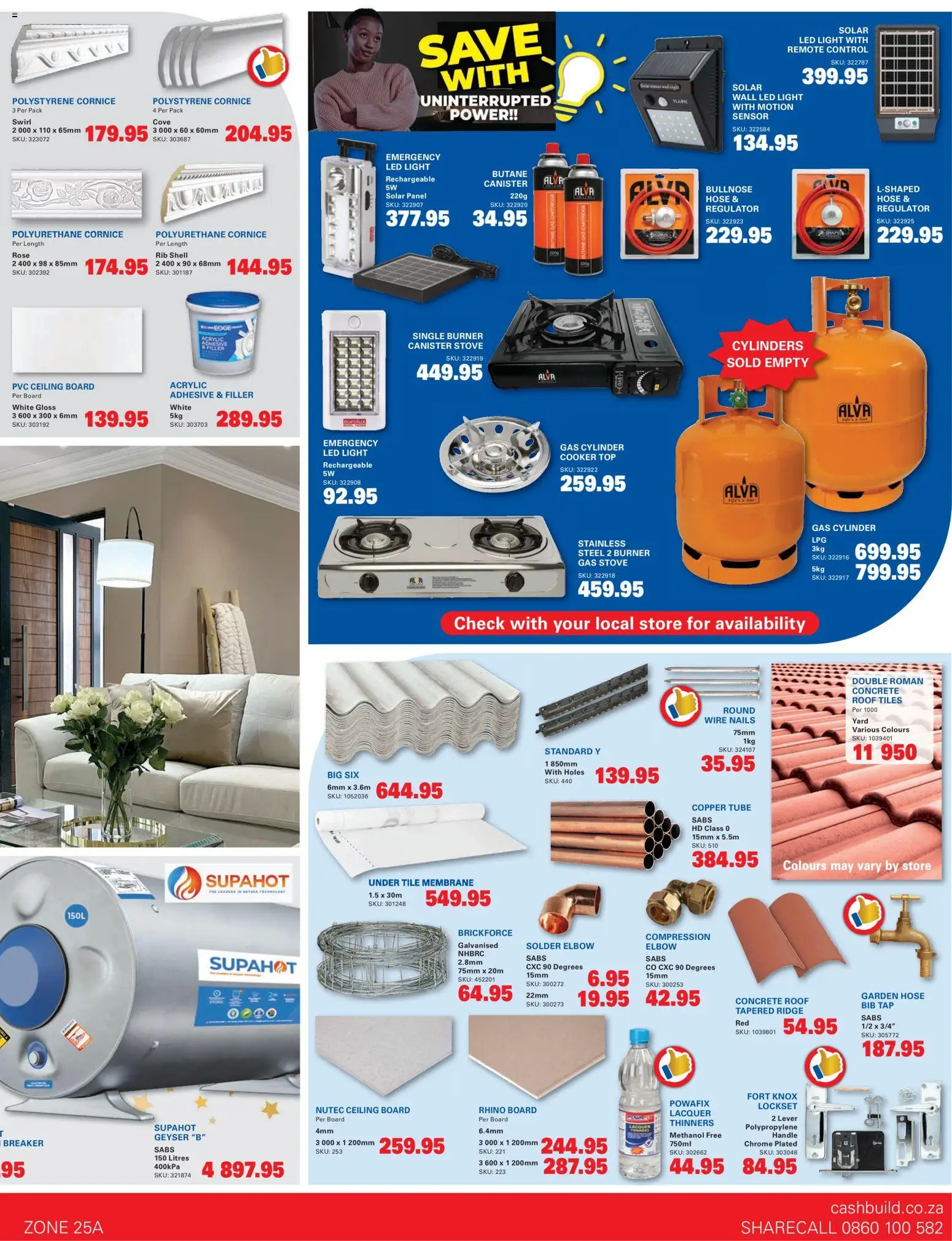 New Cashbuild catalogue – valid from 08.12.2025 | Page: 3 | Products: Stove, Adhesive, Garden hose, Geyser
