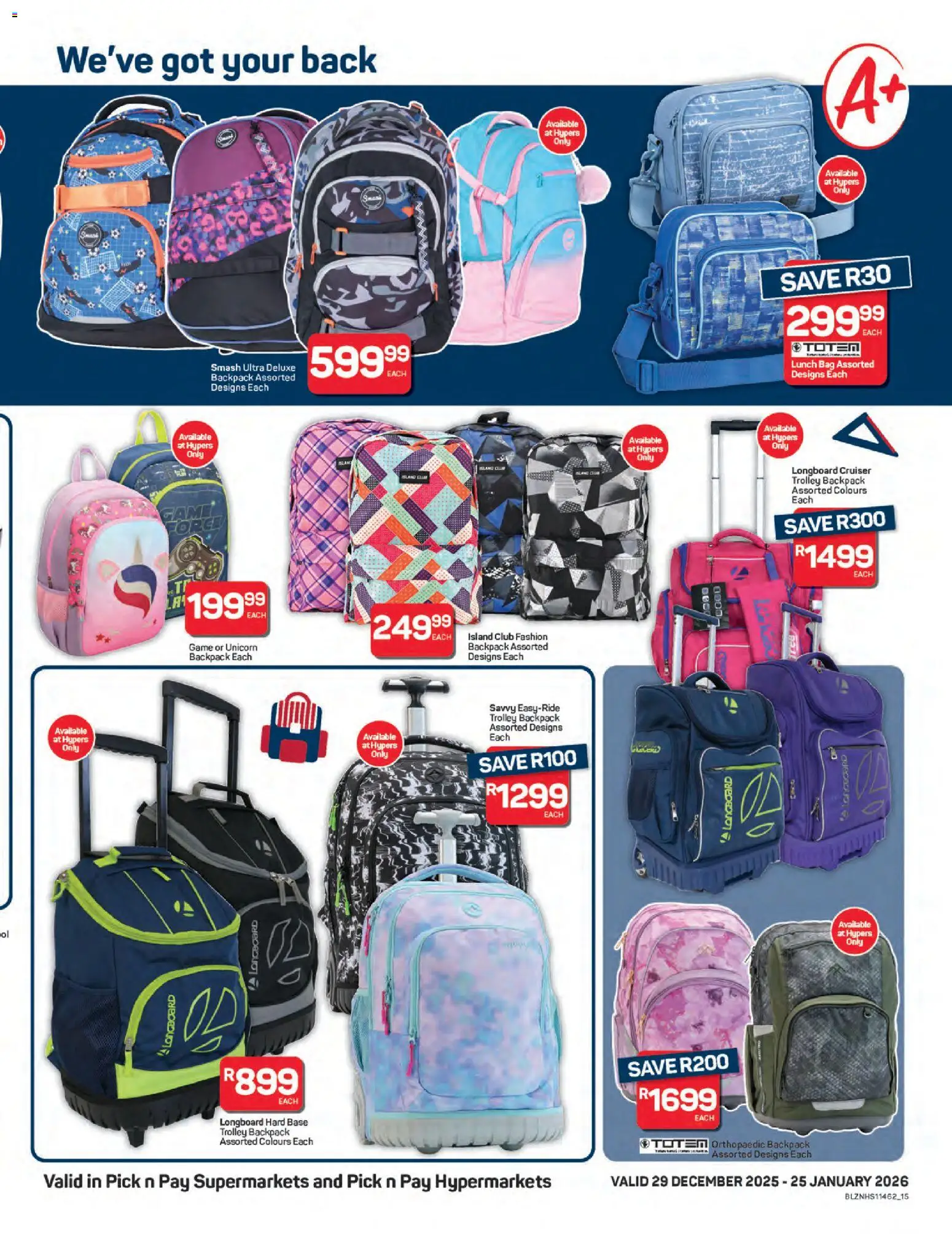 New Pick n Pay catalogue – valid from 29.12.2025 | Page: 15 | Products: Backpack, Bag