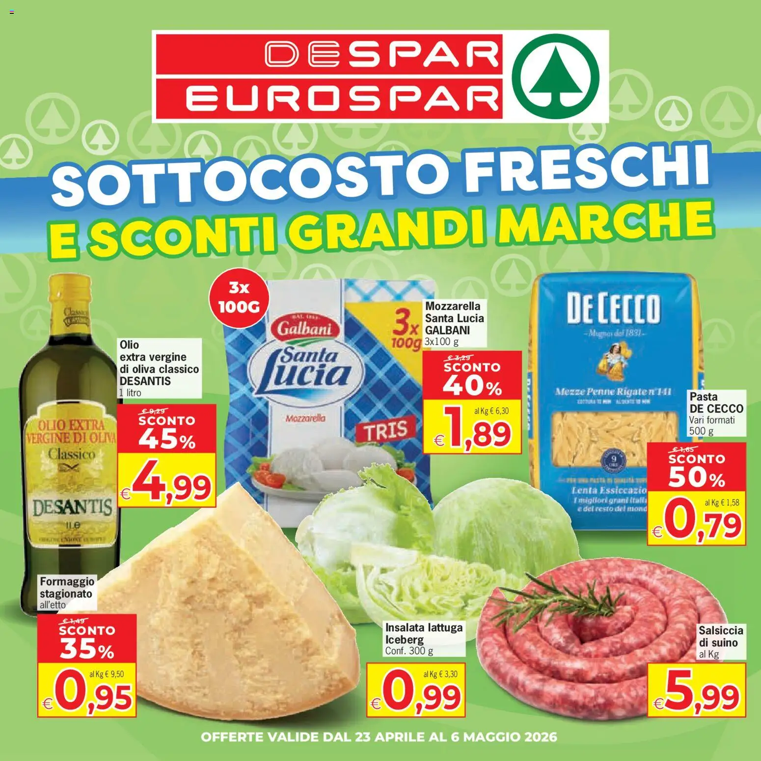 Volantino Despar del 23.04.2026 | Pagina: 1 | Prodotti: Insalata, Mozzarella, Formaggio, Olio