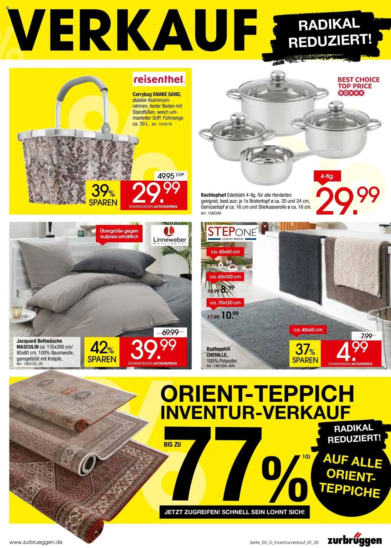 Zurbrüggen Großer Inventurverkauf – gültig ab 18.05.2025 | Seite: 3 | Produkte: Top, Bettwäsche, Orientteppich