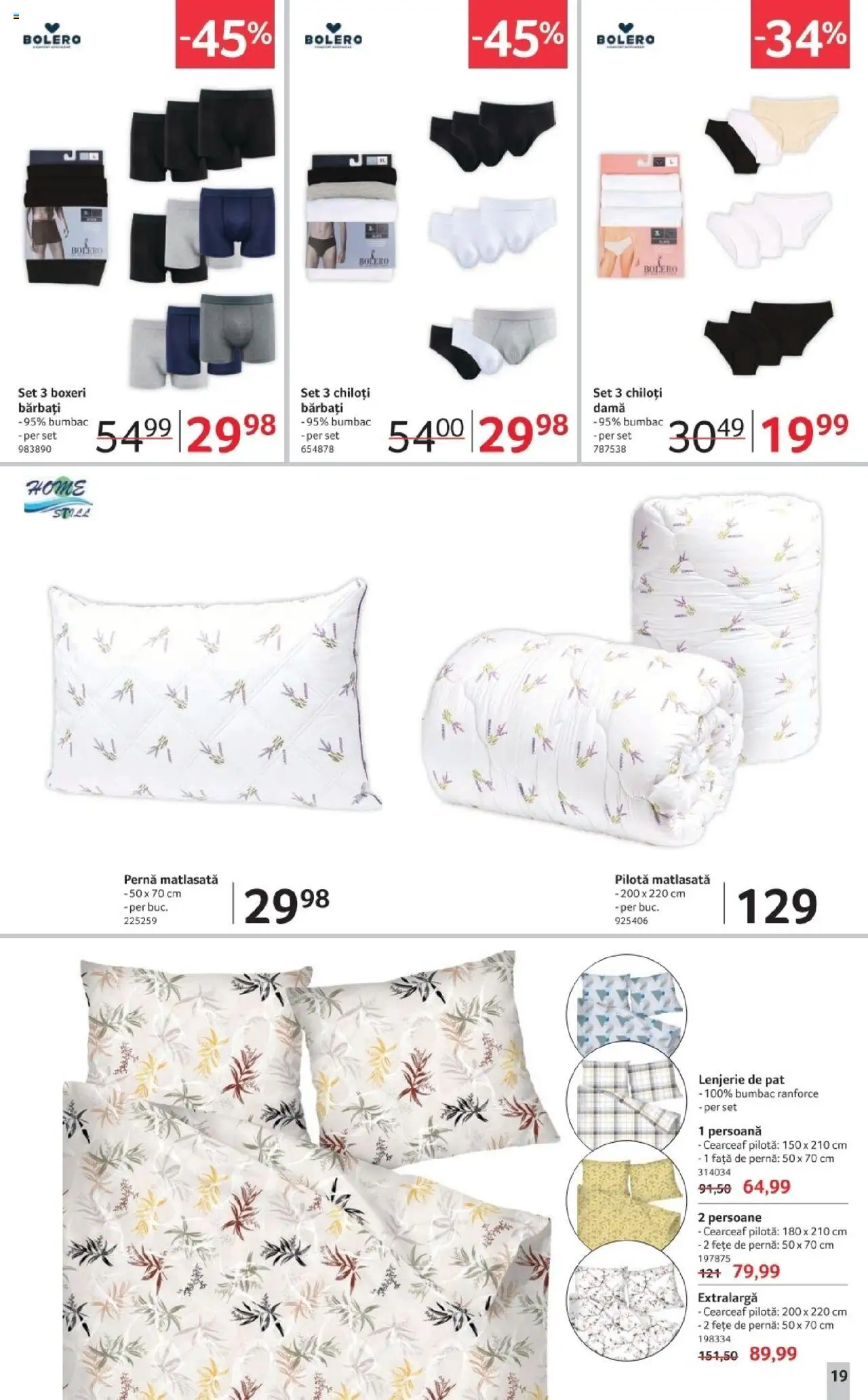 Noul catalog Selgros – valabil de la 17.10.2025 | Pagină: 19 | Produse: Pernă, Față de pernă, Chiloți, Boxeri