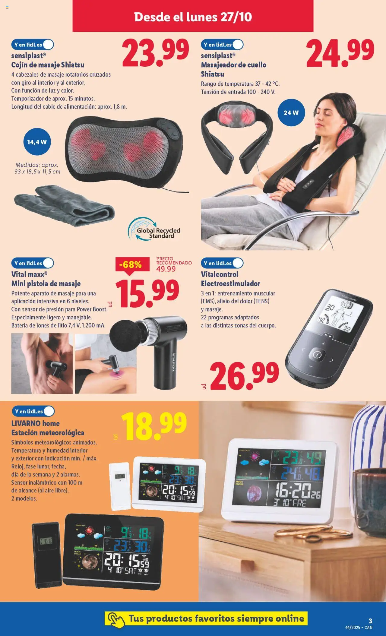 Lidl - Canarias │ válido desde el 27.10.2025 | Página: 5 | Productos: Cable, Estación meteorológica, Cojín, Batería