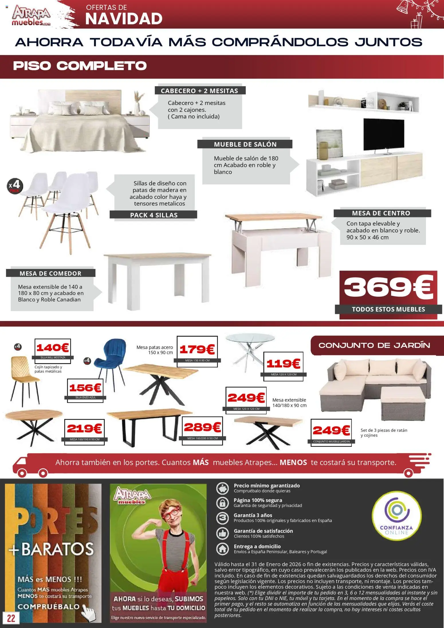 Atrapa Muebles - folleto │ válido desde el 01.01.2026 | Página: 22 | Productos: Mesa extensible, Cojín, Mesa, Silla