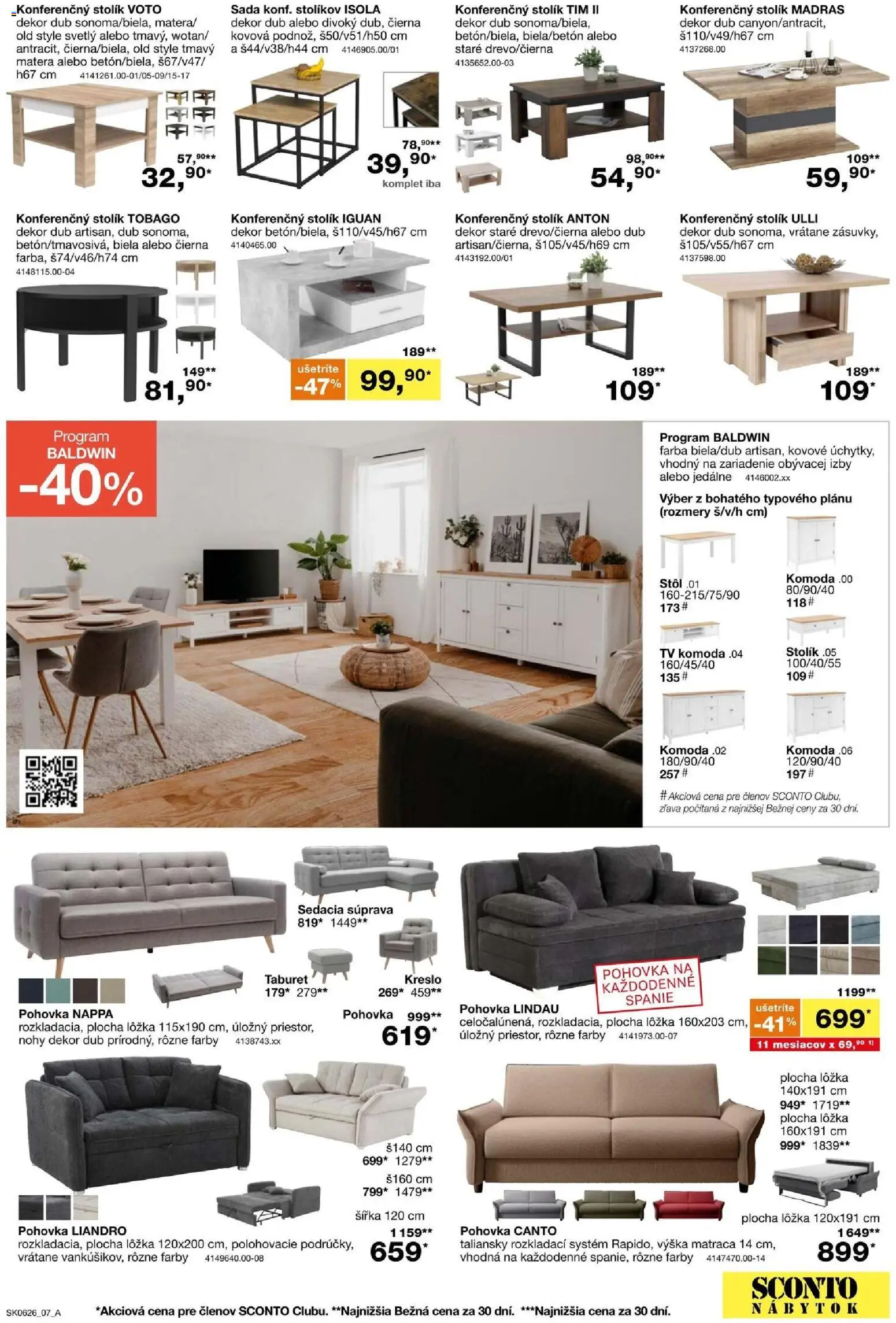 Nové Sconto nábytok akcie – leták je platný od 22.04.2026 | Strana: 7 | Produkty: Nábytok, Sedacia súprava, Tv, Pohovka
