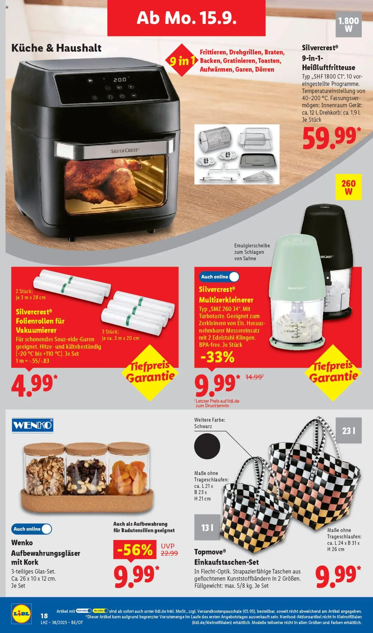 Lidl Prospekt Zossen – gültig ab 15.09.2025 | Seite: 30 | Produkte: Vakuumierer, Küche, Heißluftfritteuse, Sahne