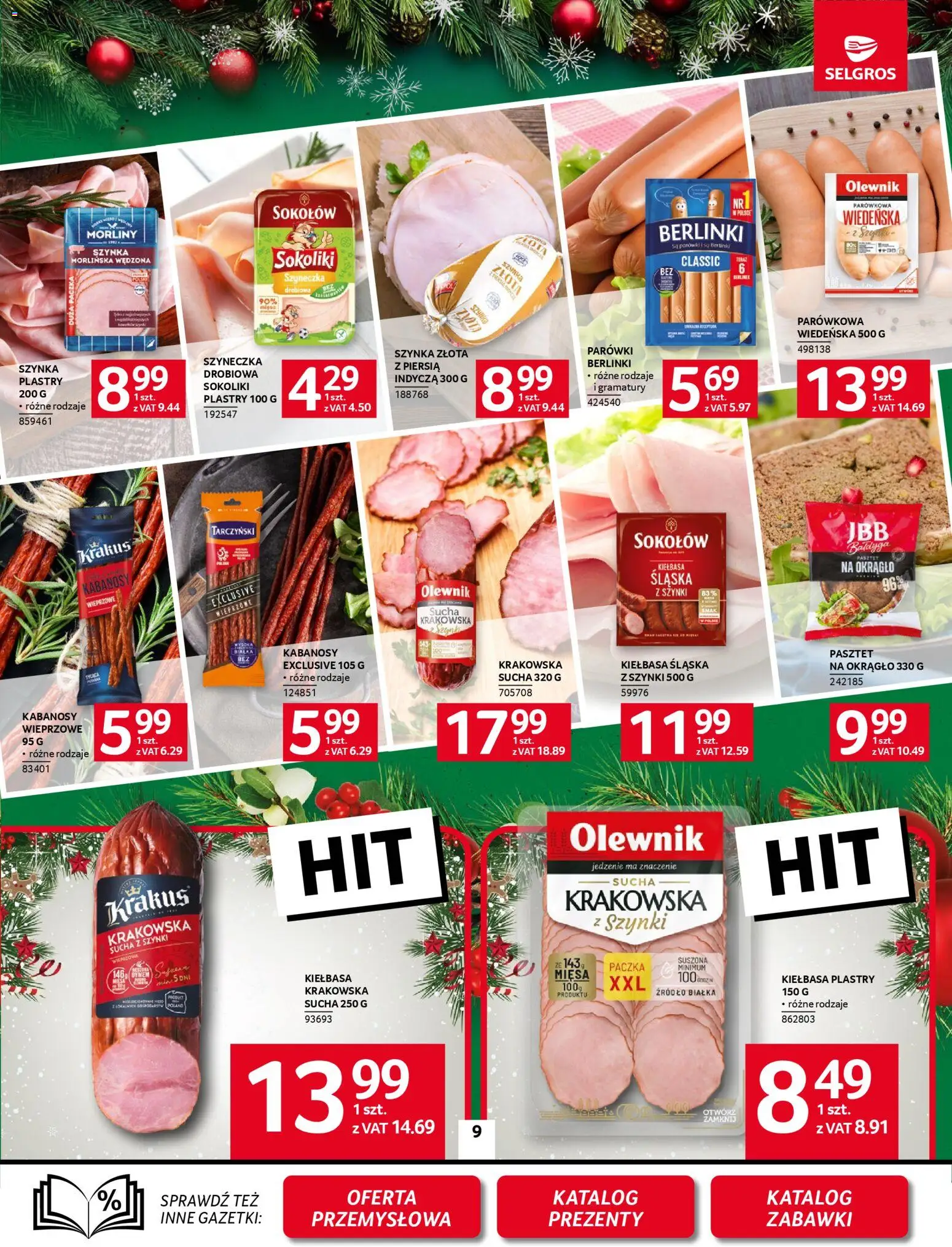Selgros cash&carry Gazetka od 20.11.2025 | Strona: 9 | Produkty: Kiełbasa, Kabanosy, Parówki, Szynka