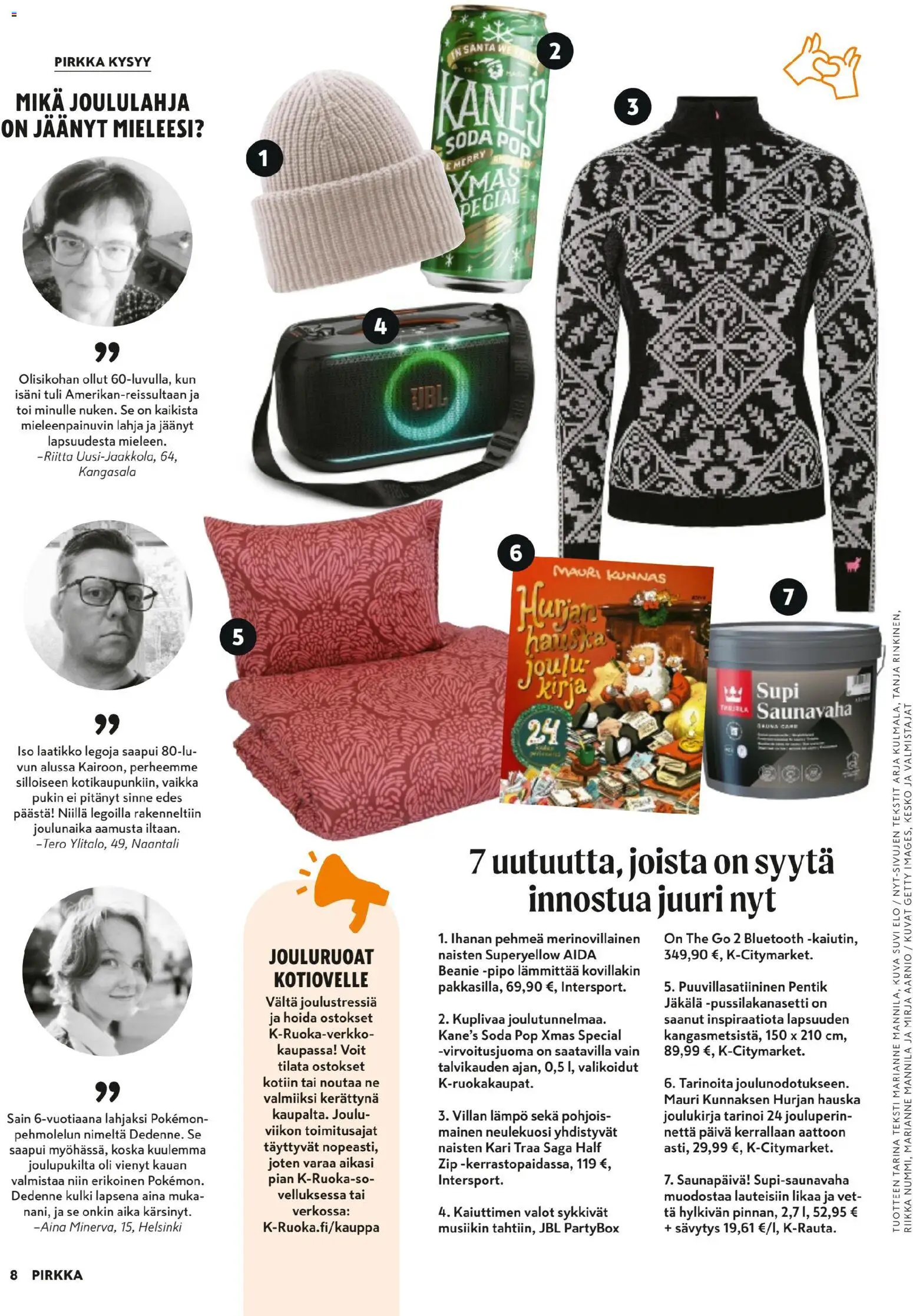 K-Citymarket - Pirkka – voimassa 03.12.2025 alkaen | Sivu: 8 | Tuotteet: Pussilakanasetti, Laatikko, Kirja, Pipo