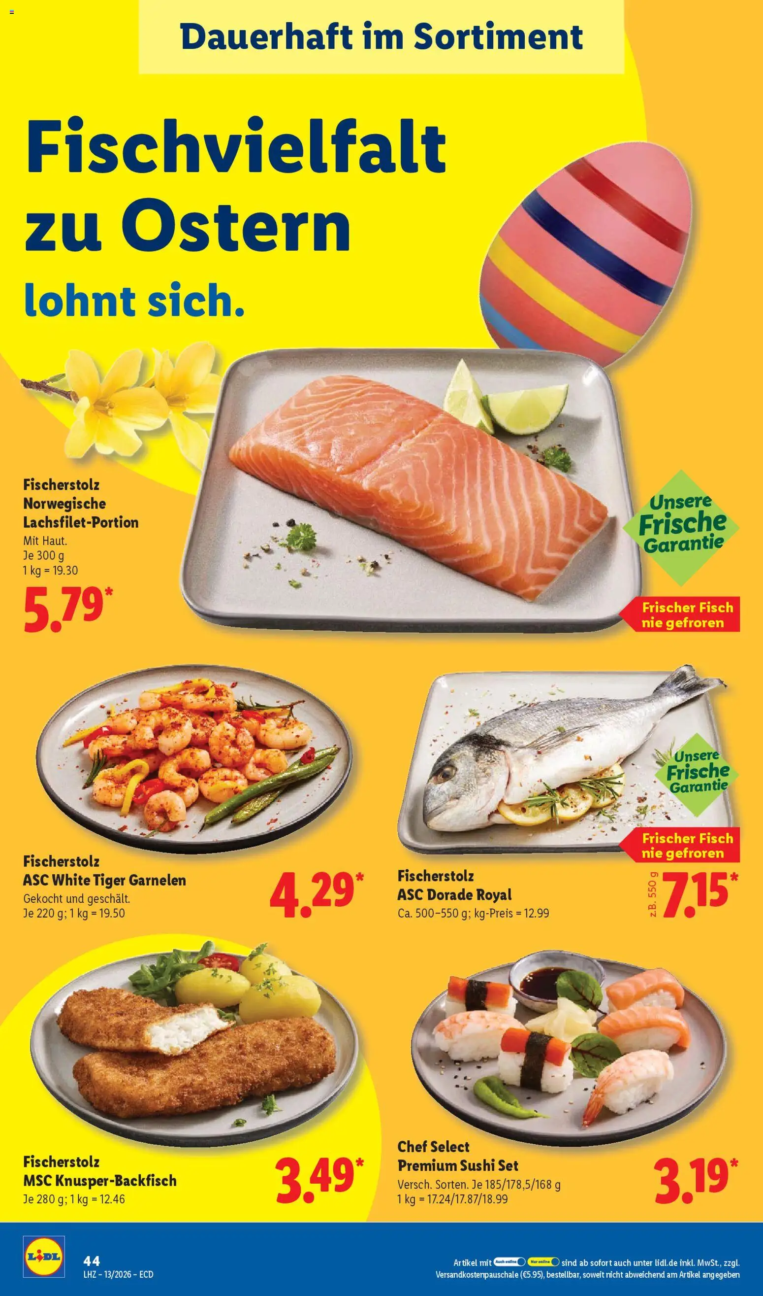 Lidl Prospekt – gültig ab 23.03.2026 | Seite: 66 | Produkte: Dorade, Garnelen, Fisch, Tiger garnelen