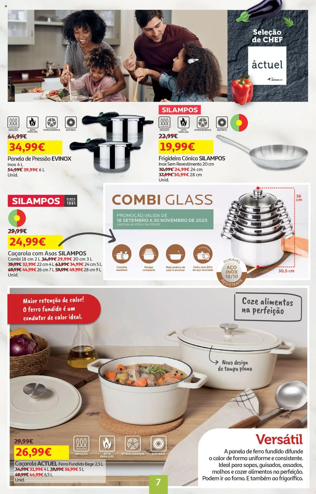 Auchan - Uma cozinha de Chef │ válido de 18.09.2025 | Página: 7 | Produtos: Ferro, Frigideira, Panela, Panela de pressão