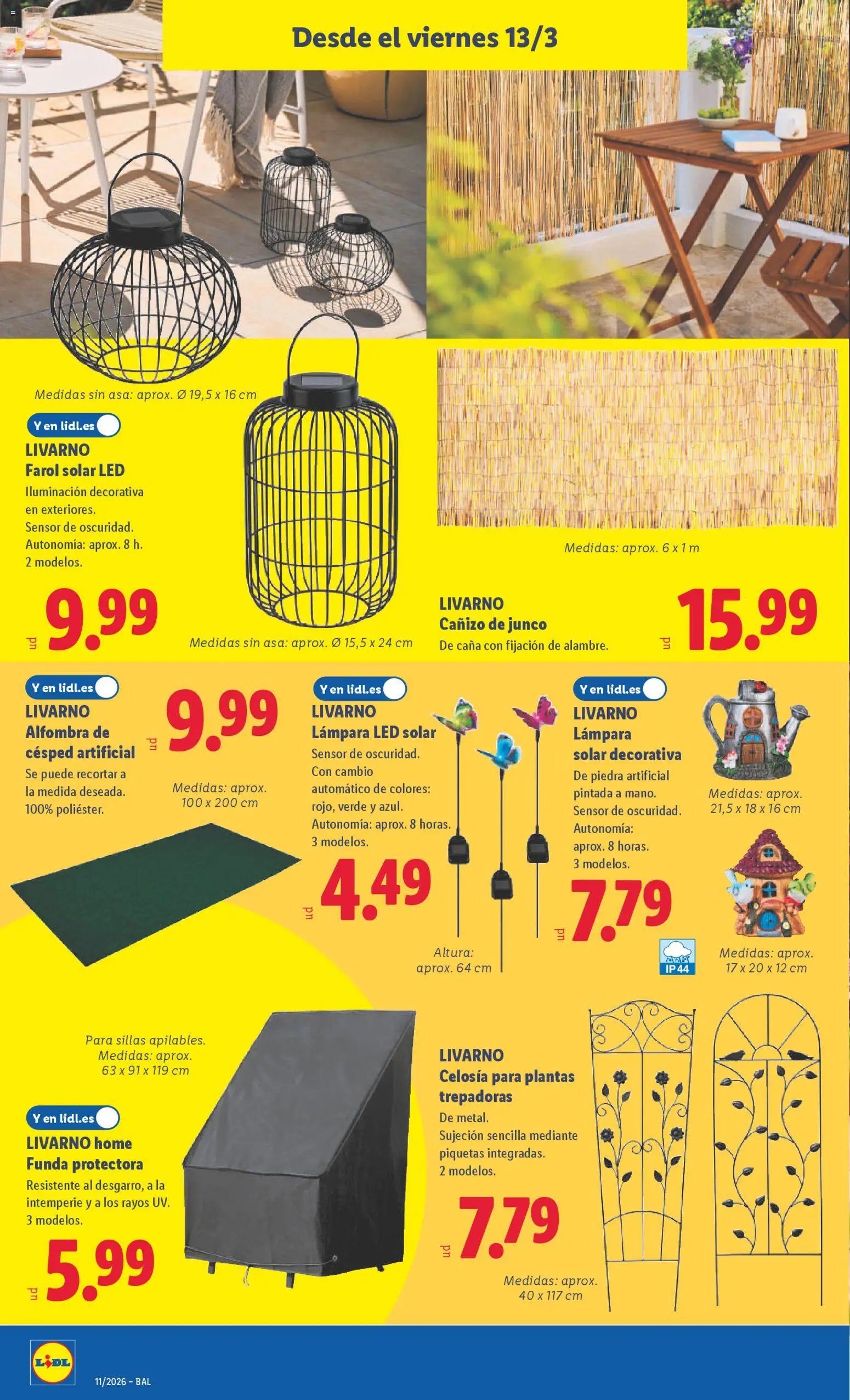 Lidl folleto de bazar │ válido desde el 09.03.2026 | Página: 20 | Productos: Farol, Funda, Galette de chaise, Alfombra