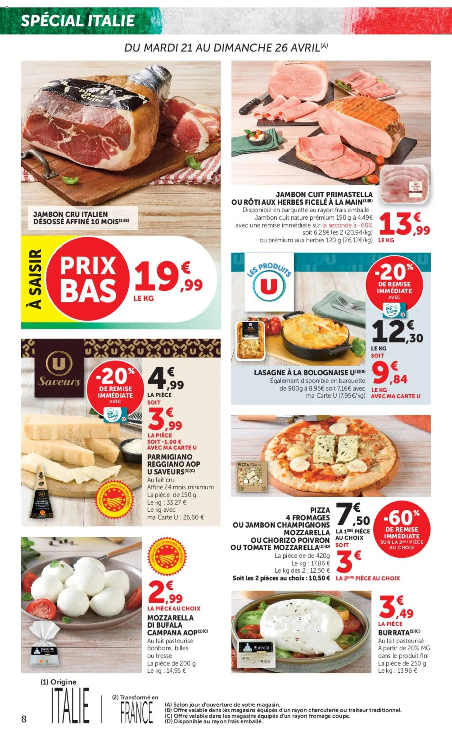 {H1} | Page: 8 | Produits: Lait, Fromage, Burrata, Jambon