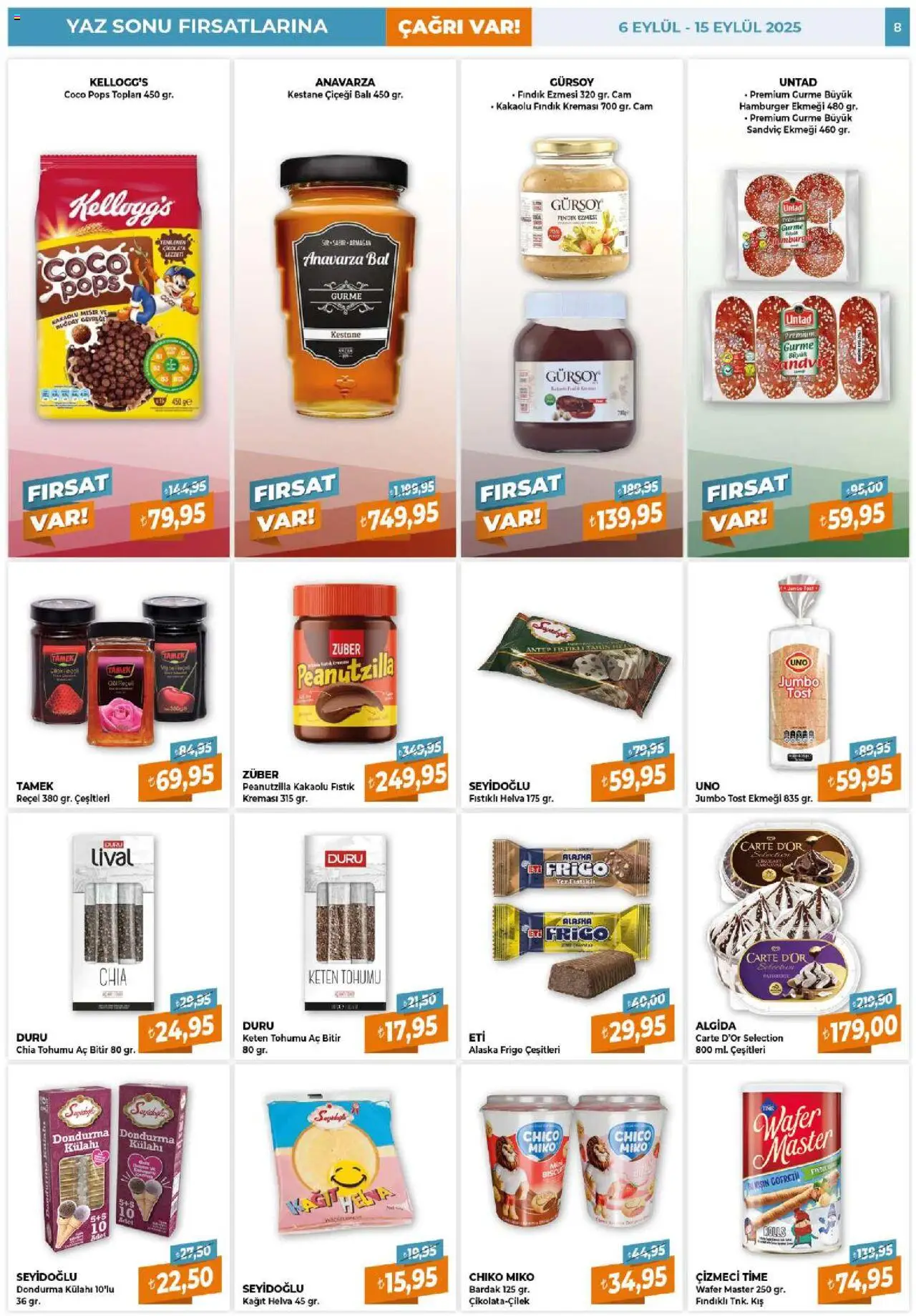 Çağrı Market Güncel Katalog - 06.09.2025 tarihinden itibaren geçerlidir | Sayfa: 8 | Ürünler: Fındık, Dondurma, Zselatin, Keten Tohumu