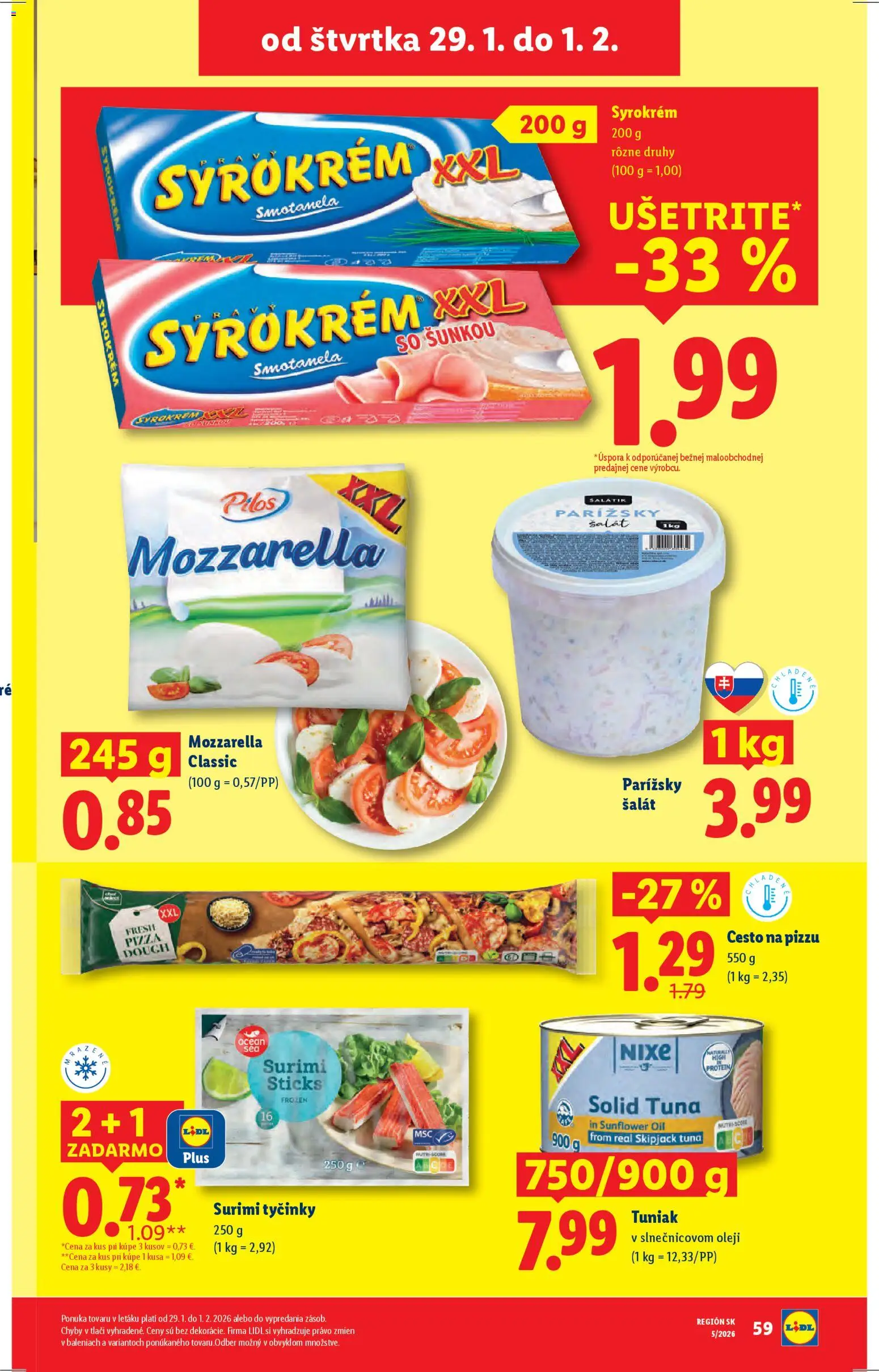 Nové Lidl akcie – leták je platný od 29.01.2026 | Strana: 17 | Produkty: Tuniak, Mozzarella, Protein, Šalát