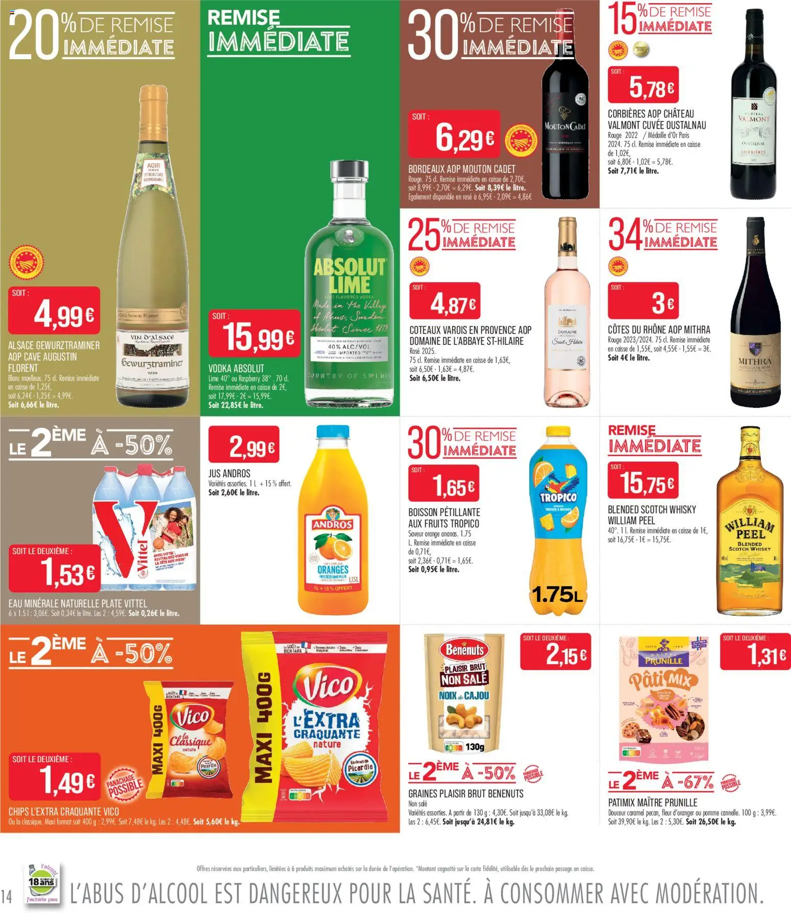 {H1} | Page: 14 | Produits: Vodka, Pomme, Eau minérale naturelle, Jus