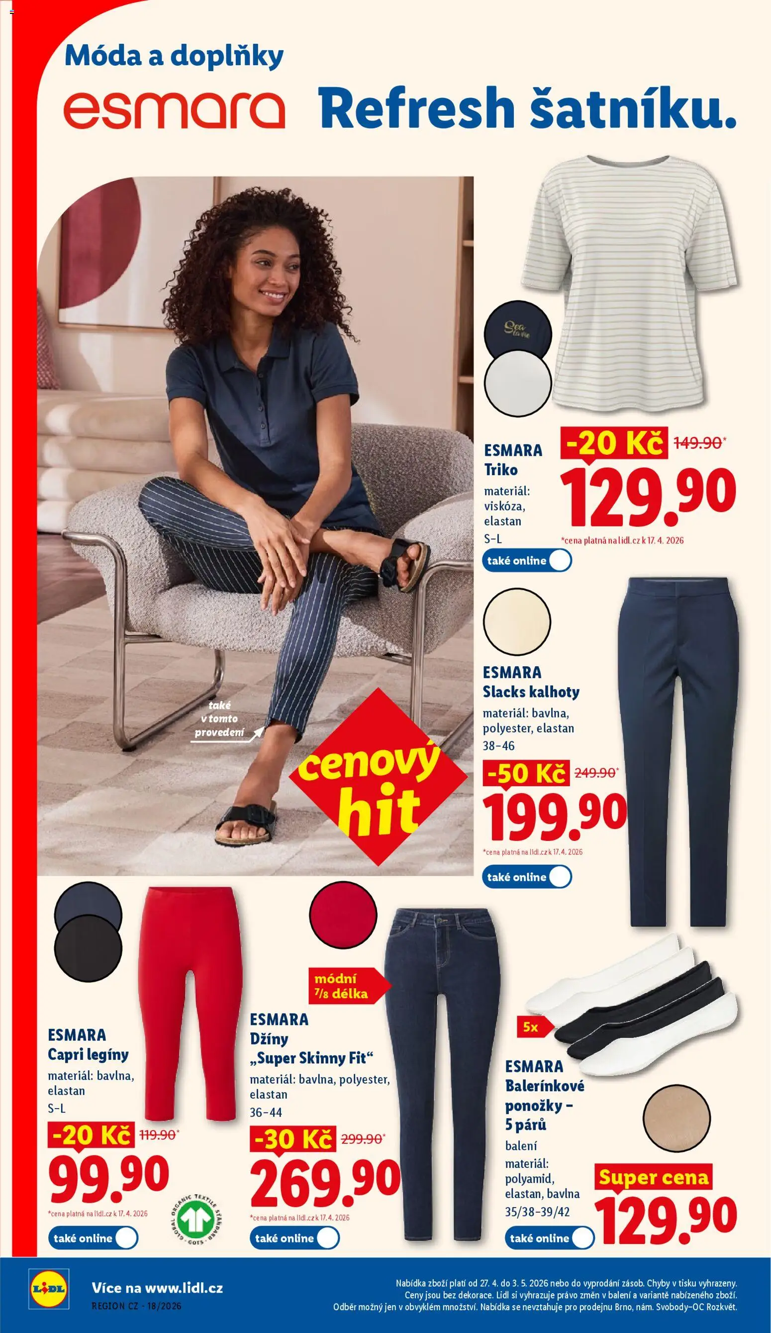 Lidl leták od 27.04.2026 | Strana: 36 | Produkty: Kalhoty, Ponožky, Legíny, Džíny