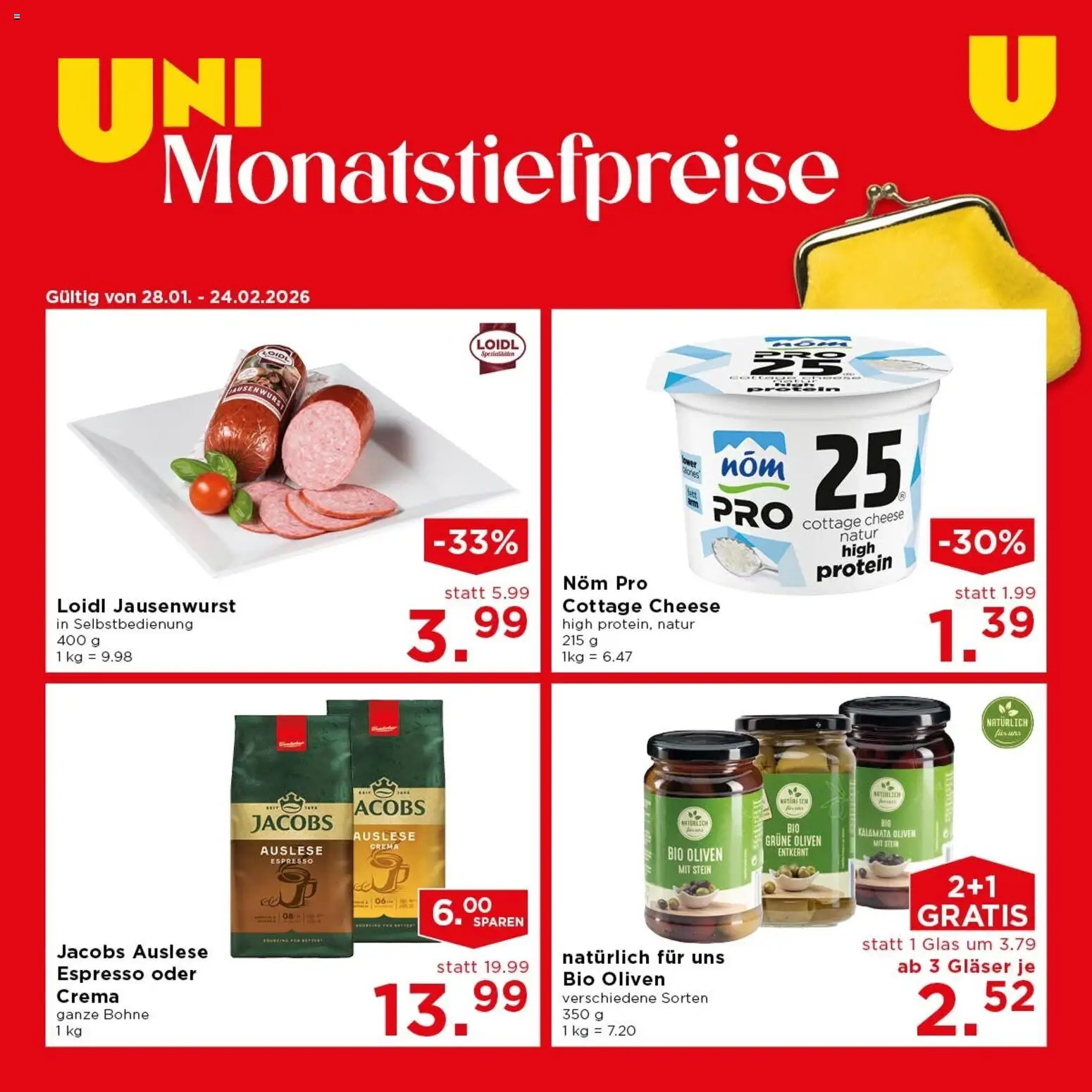Unimarkt Flugblatt gültig ab 28.01.2026 | Seite: 1 | Produkte: Szeder