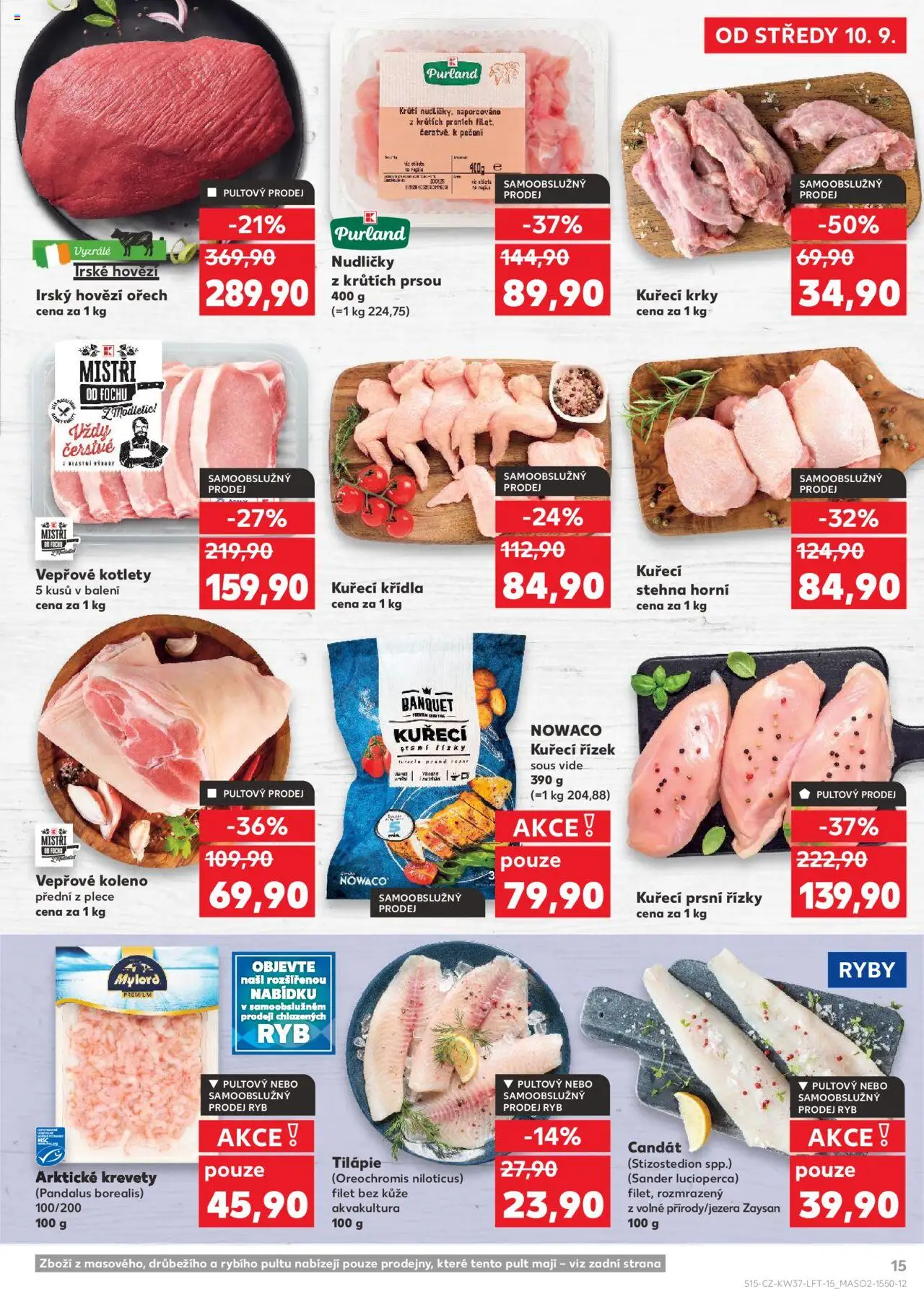 Kaufland leták od 10.09.2025 | Strana: 15 | Produkty: Vepřové koleno, Sous vide, Filet, Kuřecí stehna