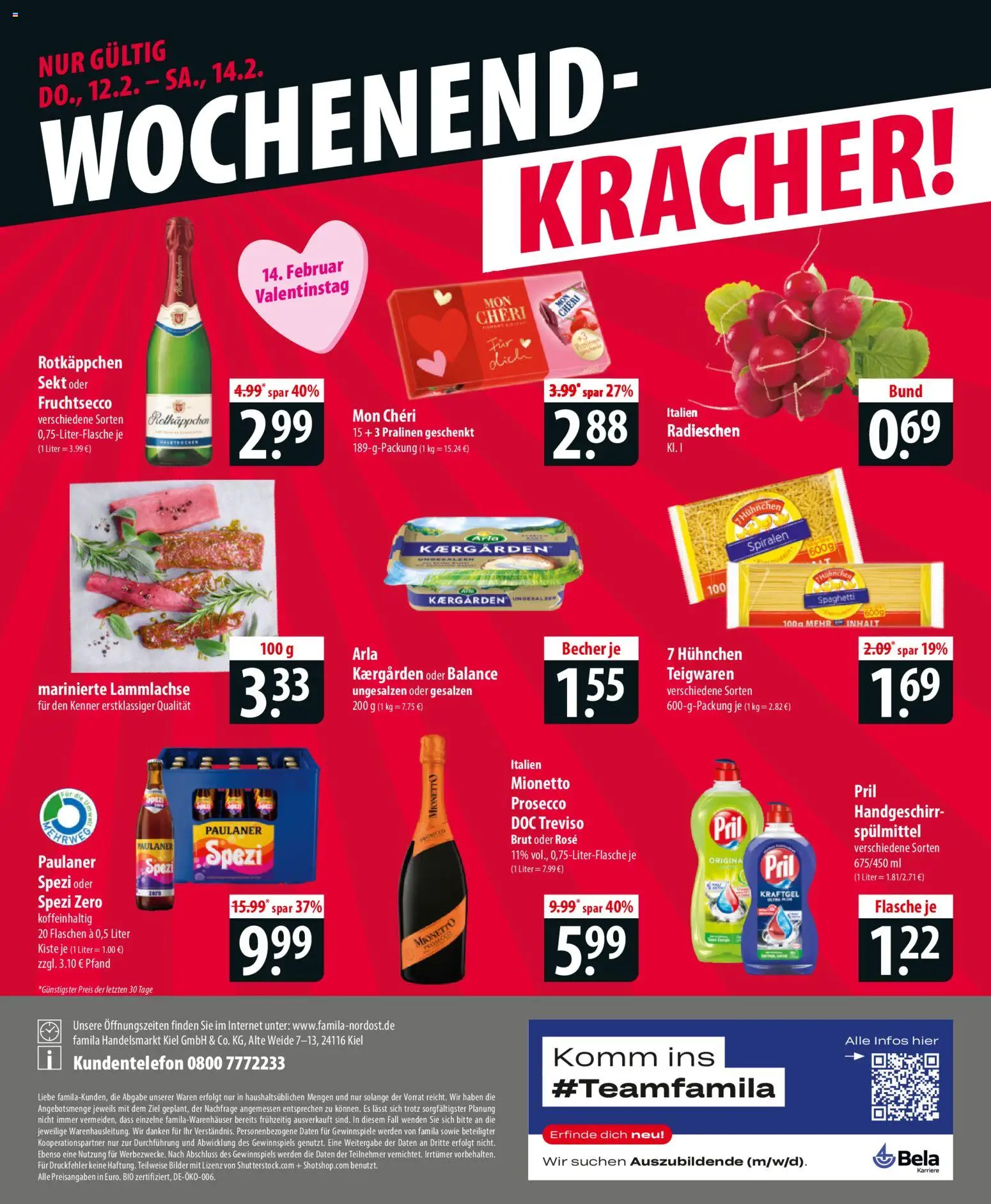 Famila Prospekt 	 – gültig ab 09.02.2026 | Seite: 28 | Produkte: Sekt, Rotkäppchen, Pril, Mon cheri