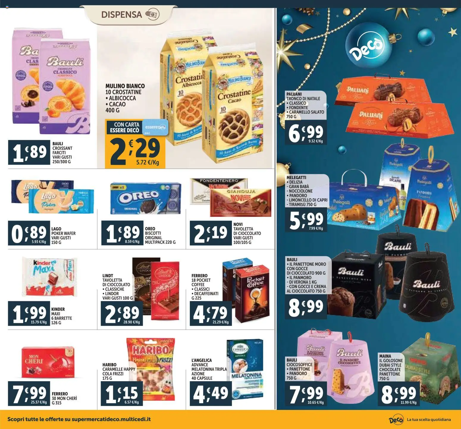 Volantino Decò del 20.11.2025 | Pagina: 12 | Prodotti: Caramelle, Crostatine, Pandoro, Croissant