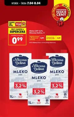 Pogląd oferty "Mleko UHT 3,2% Mleczna Dolina, 1 l, Mleko UHT 3,2% Mleczna Dolina, 1 l" - ważna od 07.04.2026 | Strona: 2 | Produkty: Szklanka, Karta, Mleko