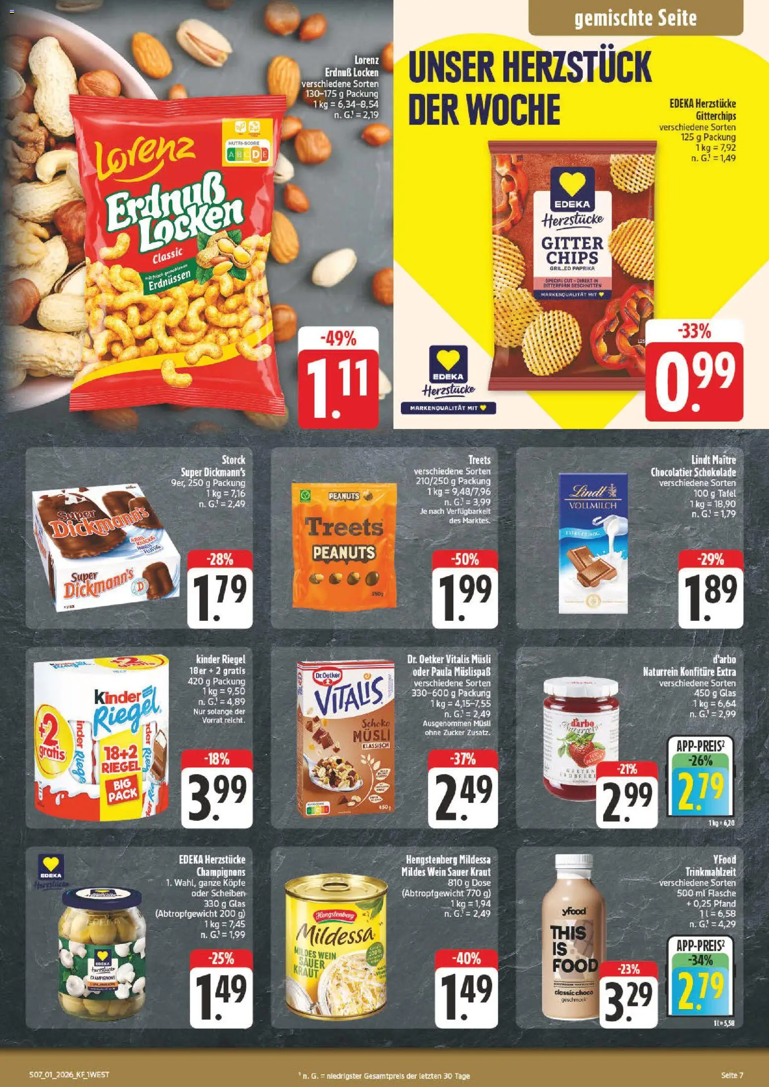 nah & gut Prospekt 	 – gültig ab 29.12.2025 | Seite: 7 | Produkte: Musli, Kinder riegel, Lindt, Chips