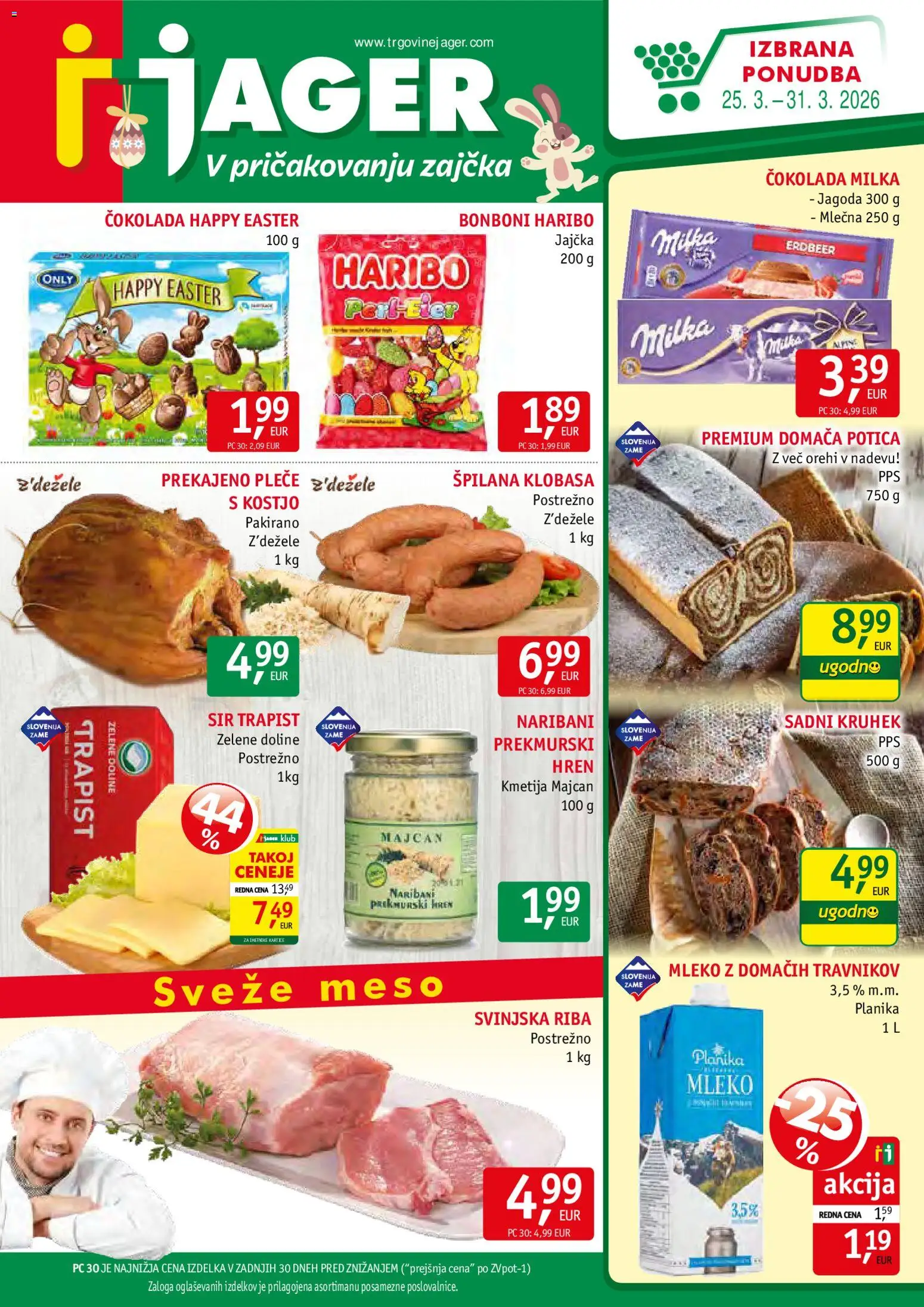 Novi Jager katalog ponudbe – veljaven od 25.03.2026 | Stran: 1 | Izdelki: Bonboni, Mleko, Cokolada, Riba