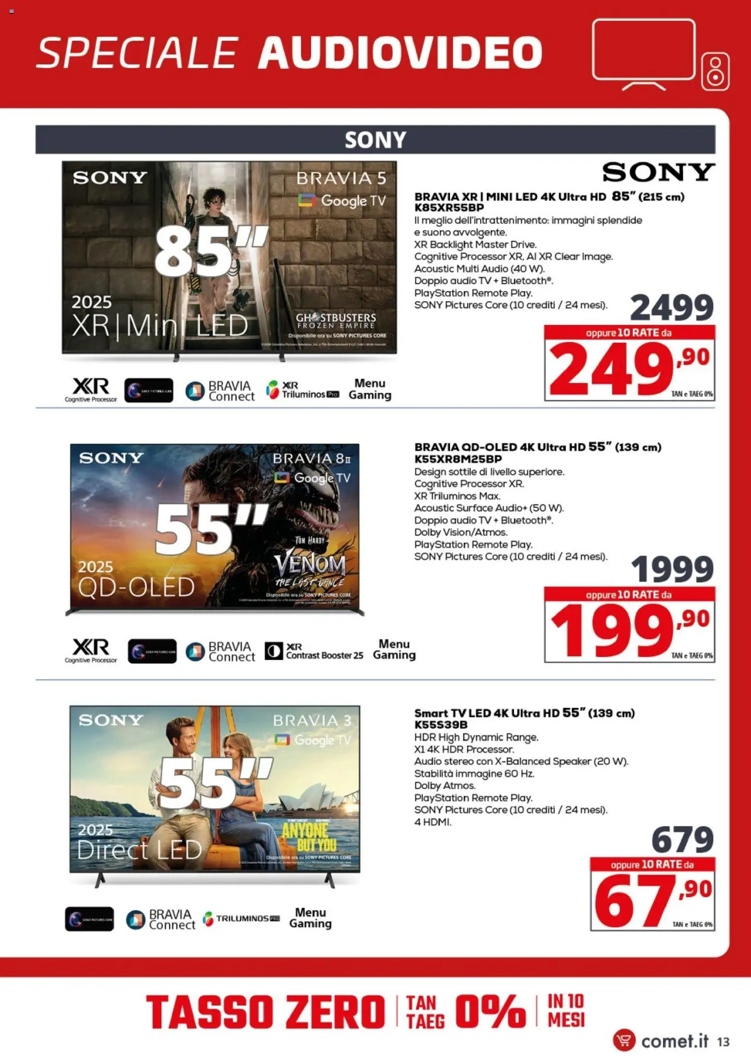 Volantino Comet del 29.01.2026 | Pagina: 13 | Prodotti: TV, Audio, Playstation, Speaker