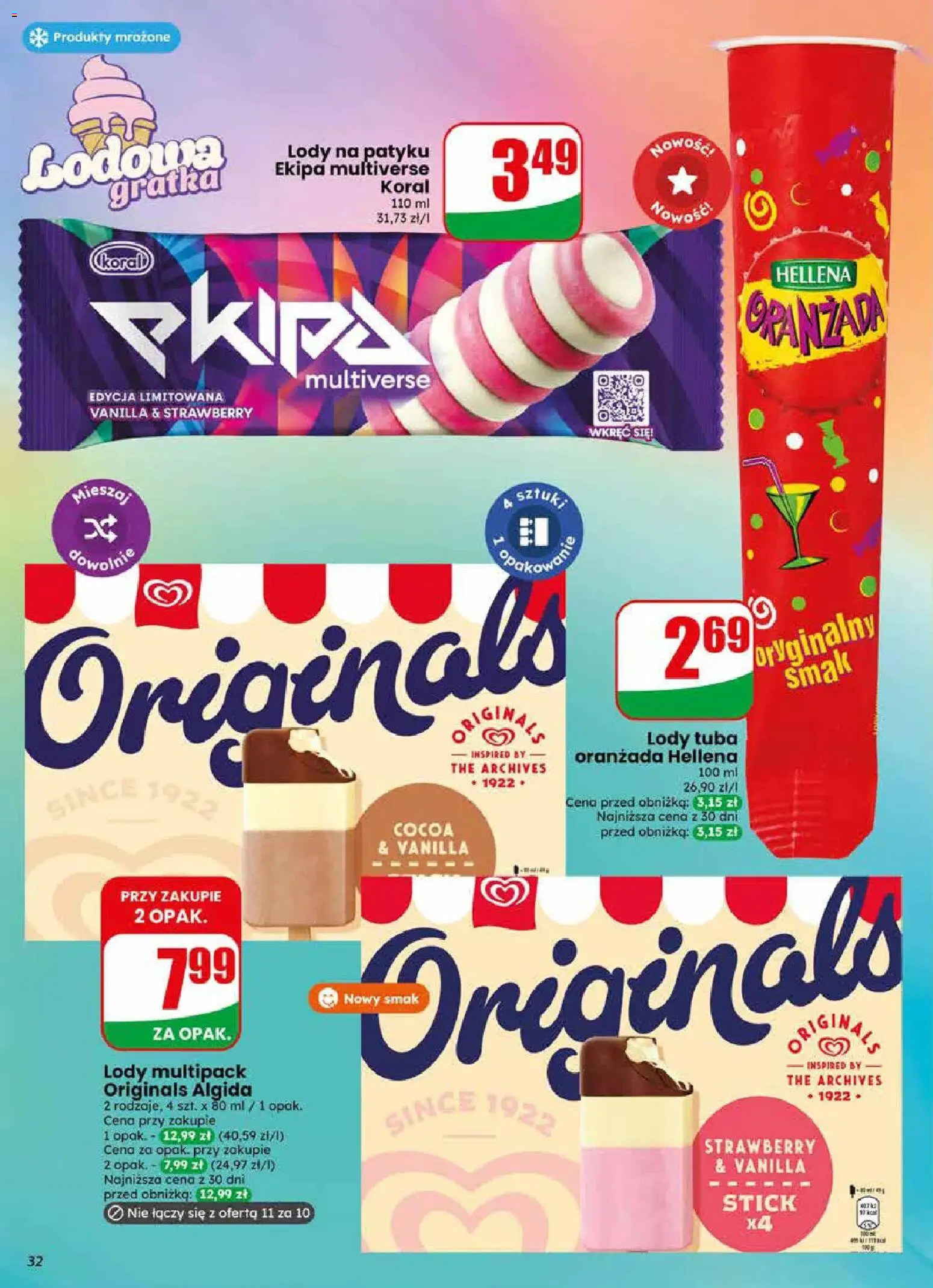 Dino gazetka od 22.04.2026 | Strona: 32 | Produkty: Oranżada hellena, Lody na patyku, Lody