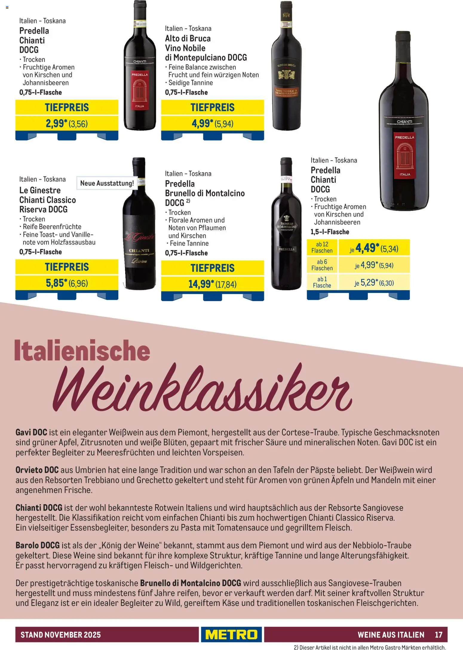 Metro - Hauswein-Katalog – gültig ab 12.11.2025 | Seite: 17 | Produkte: Käse, Weißwein, Pasta, Fleisch