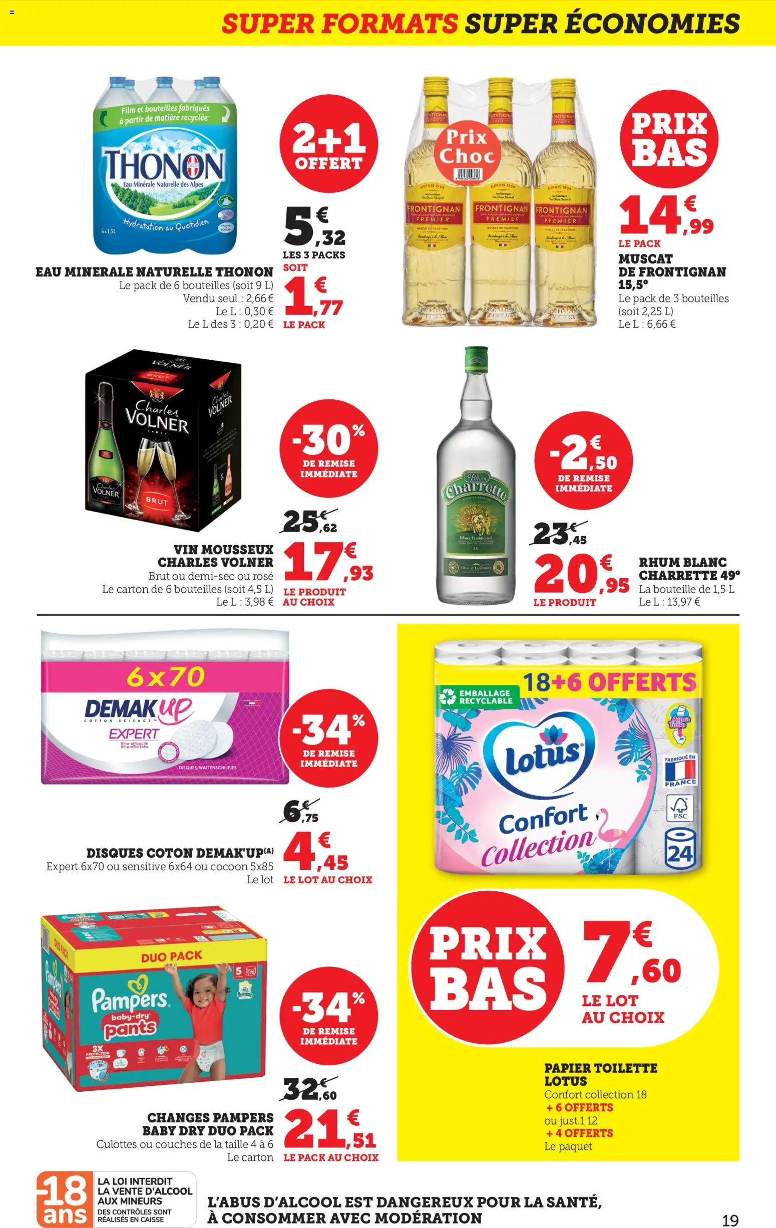 {H1} | Page: 19 | Produits: Vin mousseux, Pampers, Eau minérale naturelle, Rhum