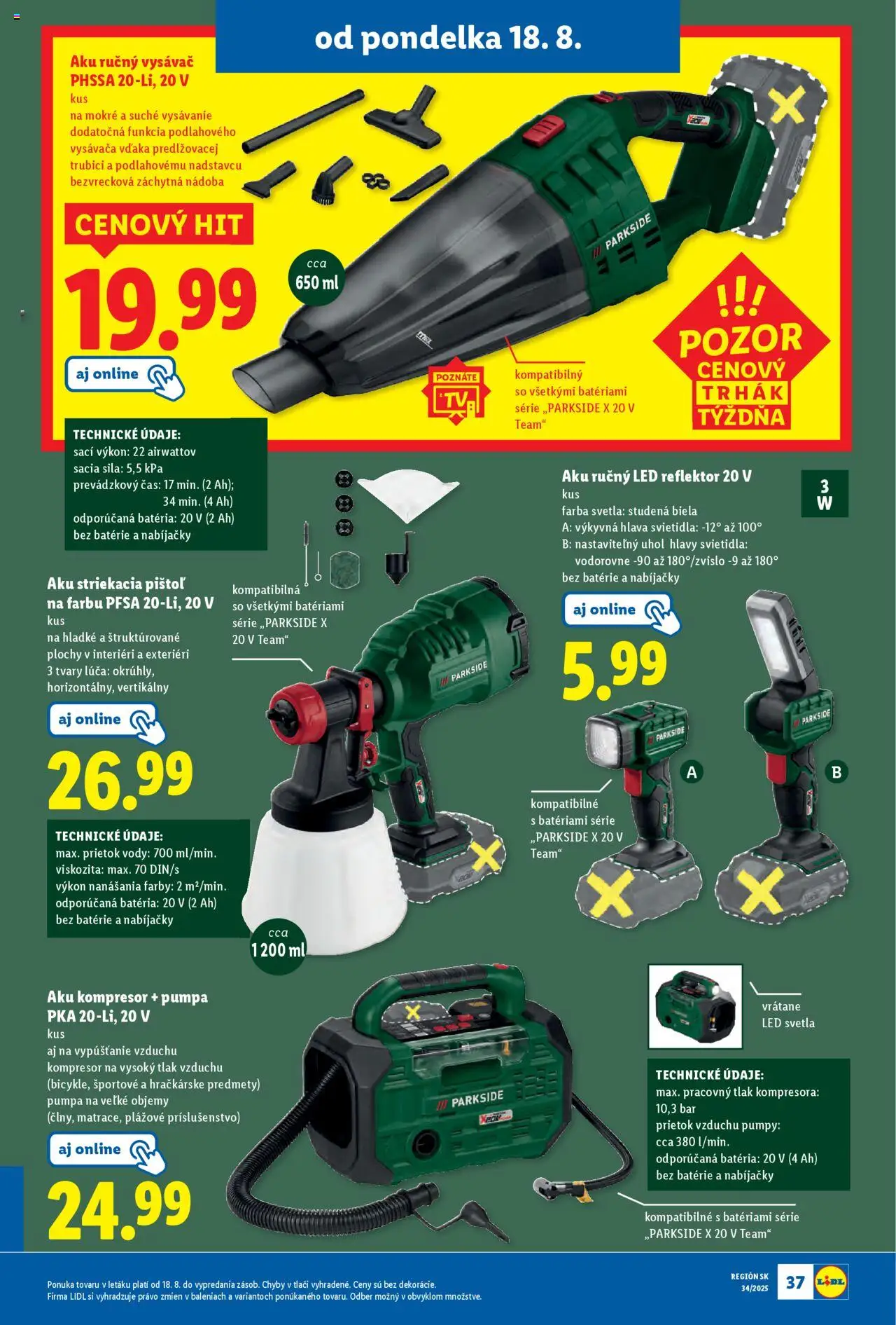 Lidl leták │ platný od 18.08.2025 | Strana: 45 | Produkty: Pumpa, Led reflektor, Reflektor, Svietidlá