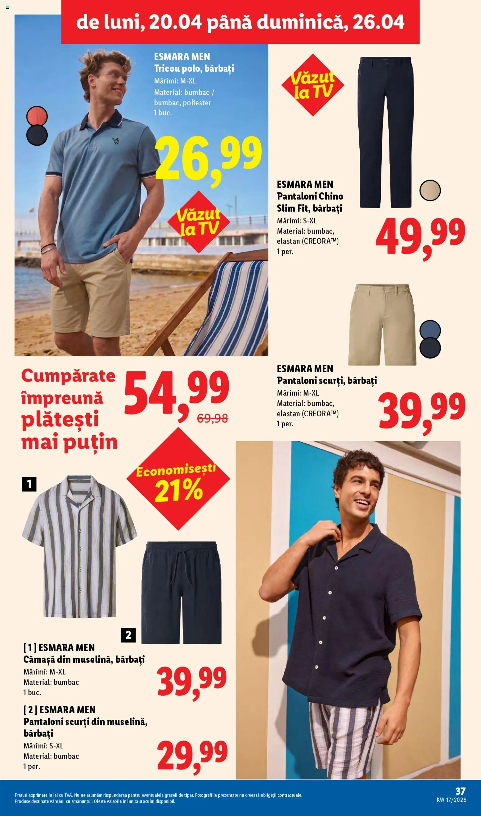 Noul catalog Lidl – valabil de la 20.04.2026 | Pagină: 37 | Produse: Tricou, Pantaloni, Pantaloni scurți