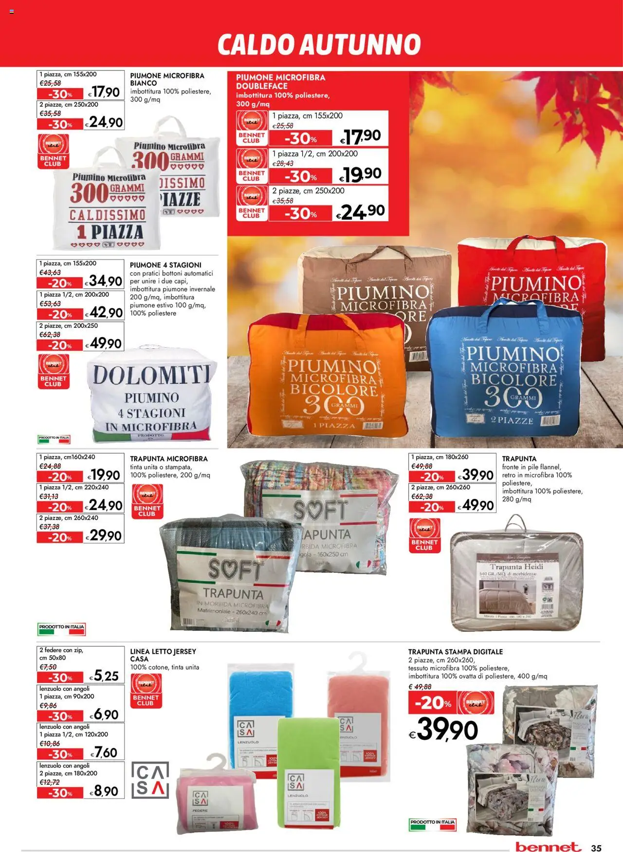 Volantino bennet del 25.09.2025 | Pagina: 35 | Prodotti: Pile, Trapunta, Stampa, Letto