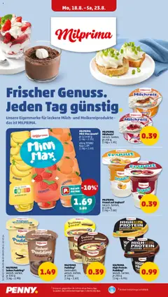 Penny Prospekt 	 - gültig ab dem 18.08.2025 | Seite: 12 | Produkte: Schokolade, Pudding, Pfirsich, Sahne