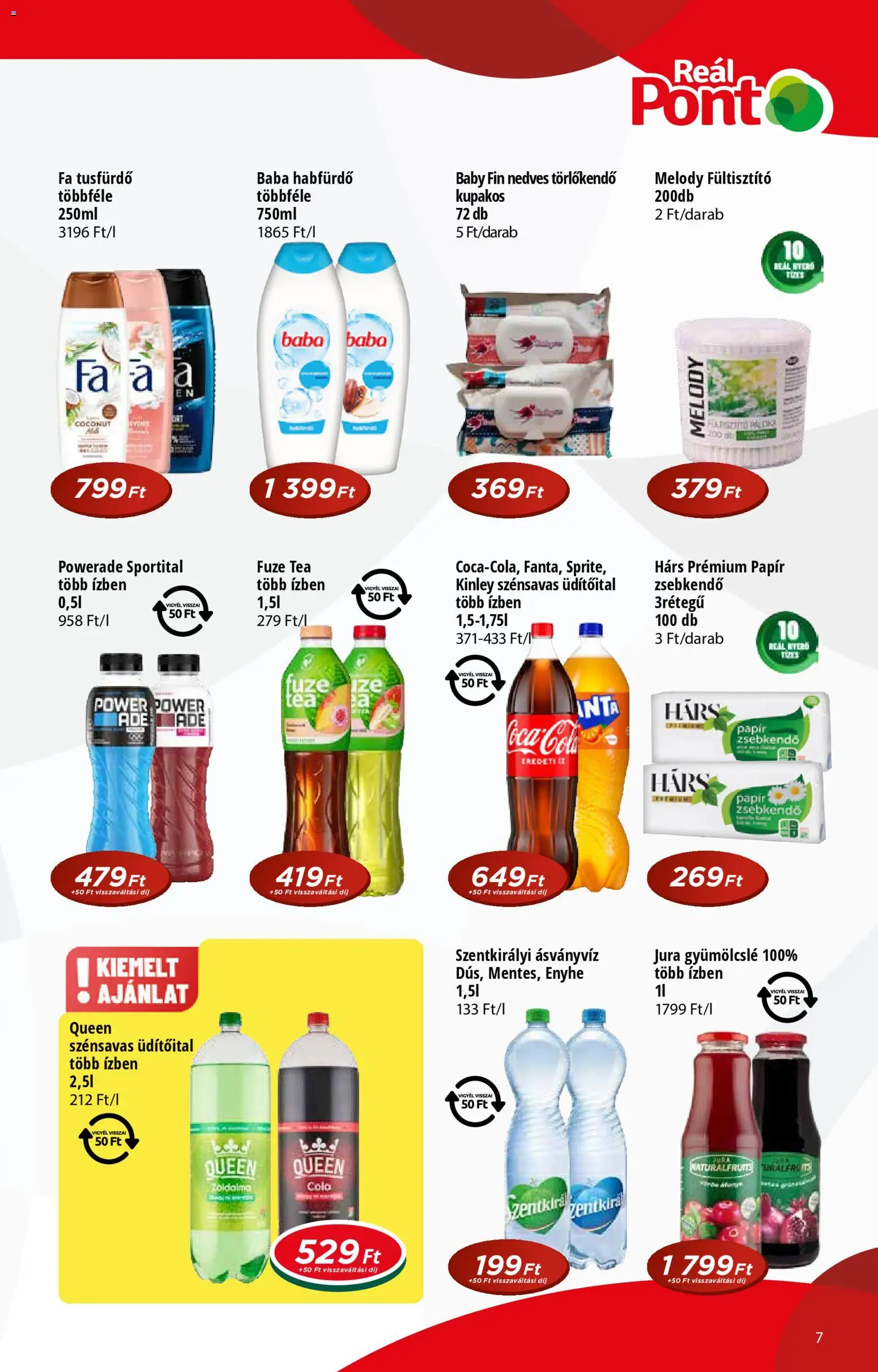 Reál akciós ujság - amely érvényes a következő dátumtól: 18.02.2026 | Oldal: 7 | Termékek: Törlőkendő, Coca Cola, Cola, Tusfürdő