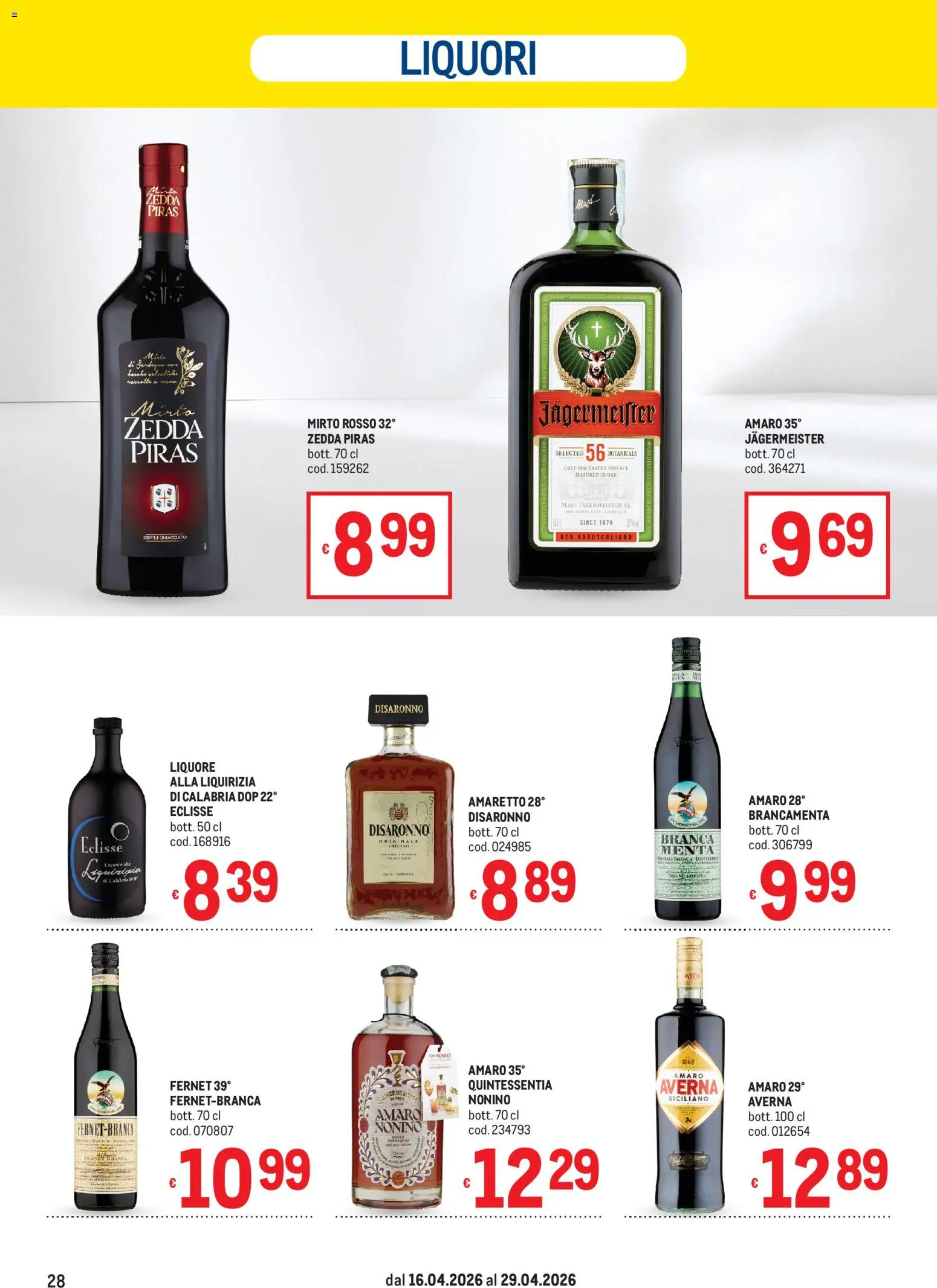 Volantino Metro del 16.04.2026 | Pagina: 28 | Prodotti: Menta, Liquore, Amaro