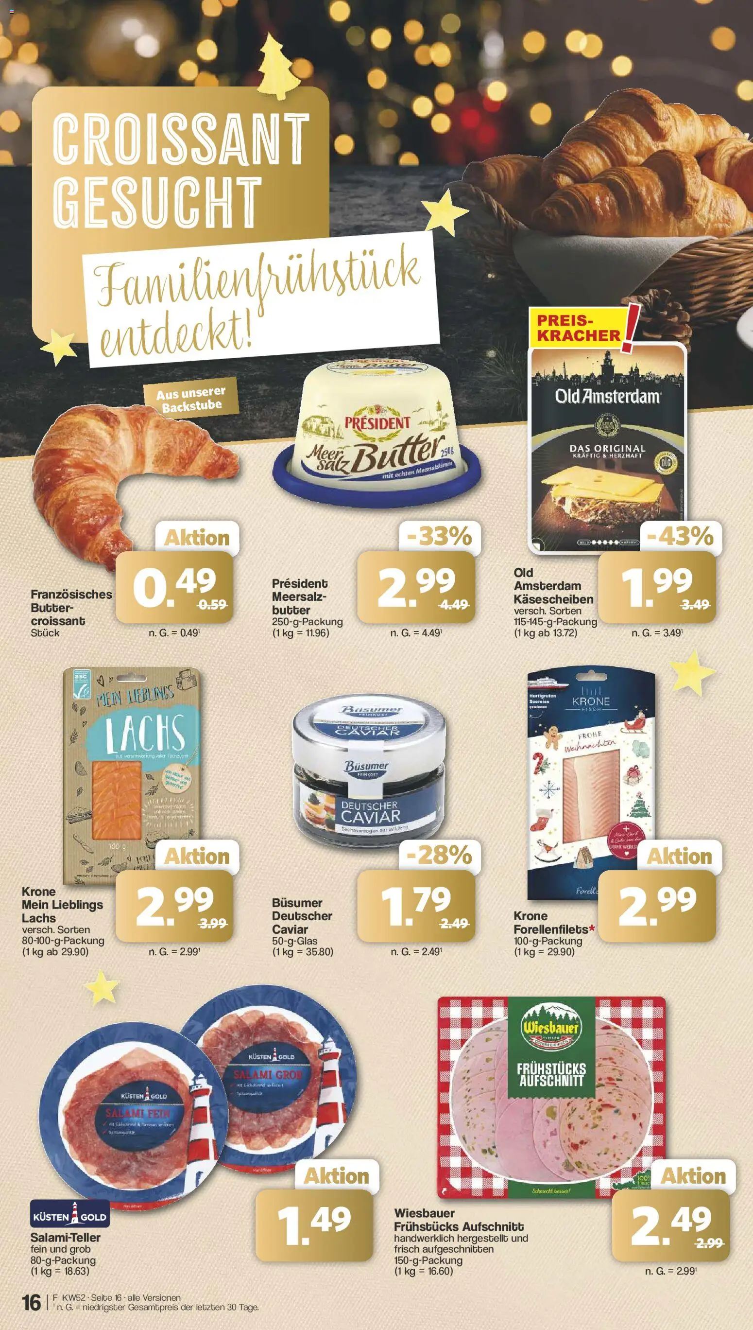 Famila Nordwest Prospekt 	 – gültig ab 22.12.2025 | Seite: 16 | Produkte: Butter, Croissant, Fisch, Lachs