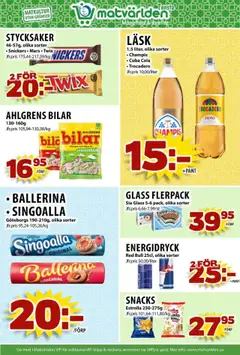 Matvärlden reklamblad aktuell från 14.09.2025 | Sida: 8 | Produkter: Red bull, Sandwich, Singoalla, Energidryck