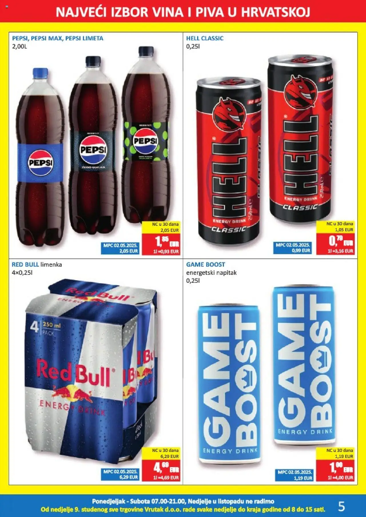 Vrutak katalog | vrijedi od 13.10.2025 | Stranica: 5 | Proizvodi: Hell, Pepsi, Limeta, Red Bull