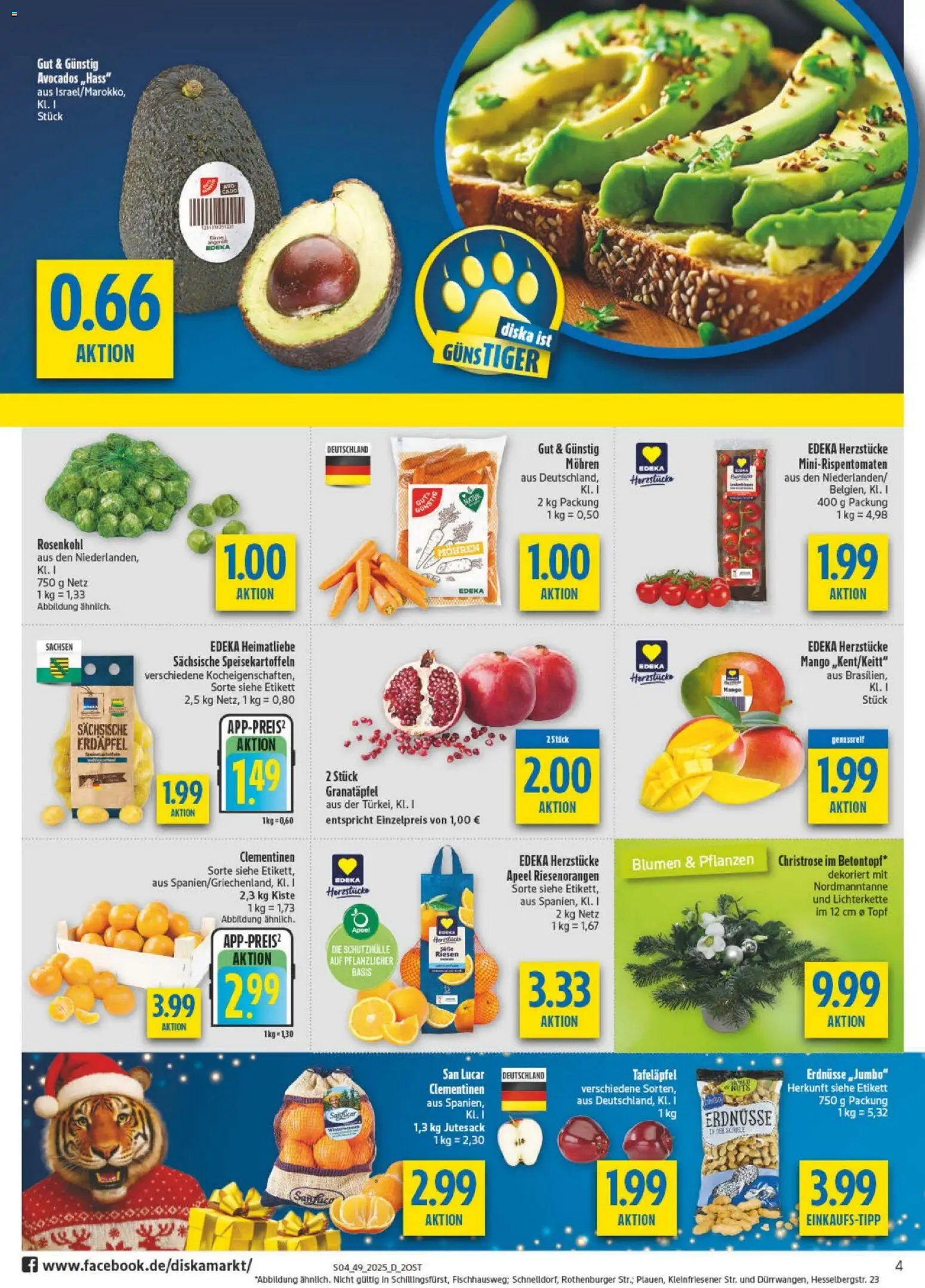 Diska - Diska Angebote Sachsen-Thüringen KW49 – gültig ab 01.12.2025 | Seite: 4 | Produkte: Granatapfel, Erdnüsse, Mohren, Mango