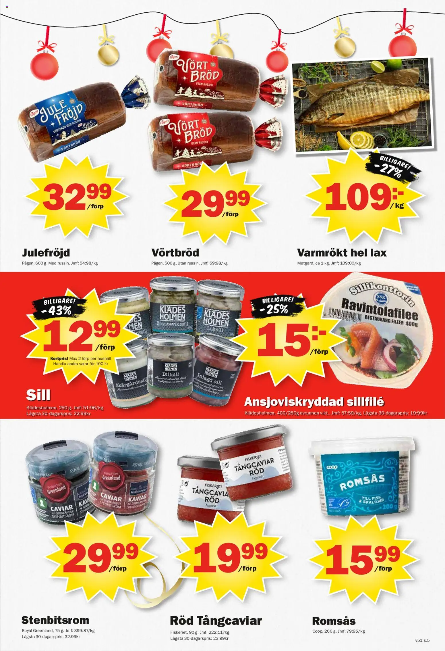 Pekås reklamblad aktuell från 15.12.2025 | Sida: 5 | Produkter: Romsås, Sill, Lax, Bröd