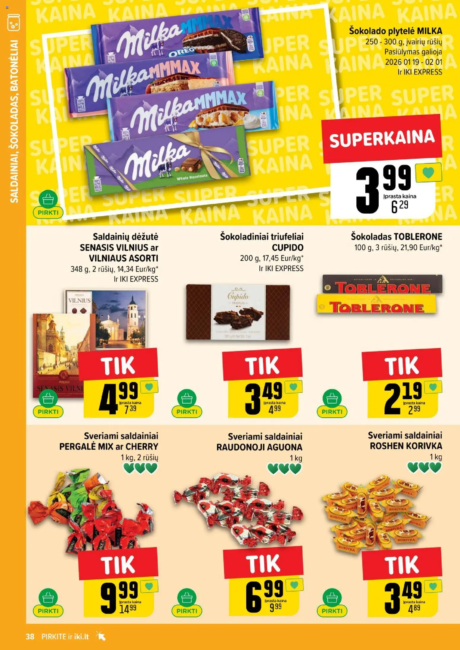 IKI akcijos nuo 26.01.2026 | Puslapis: 38 | Prekių: Šokoladas, Saldainiai