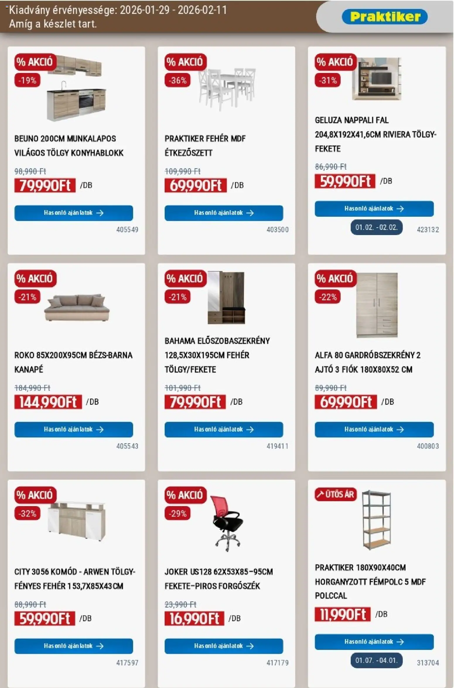 Praktiker akciós ujság - amely érvényes a következő dátumtól: 29.01.2026 | Oldal: 25 | Termékek: Konyhablokk, Kanapé, Komód, Gardróbszekrény