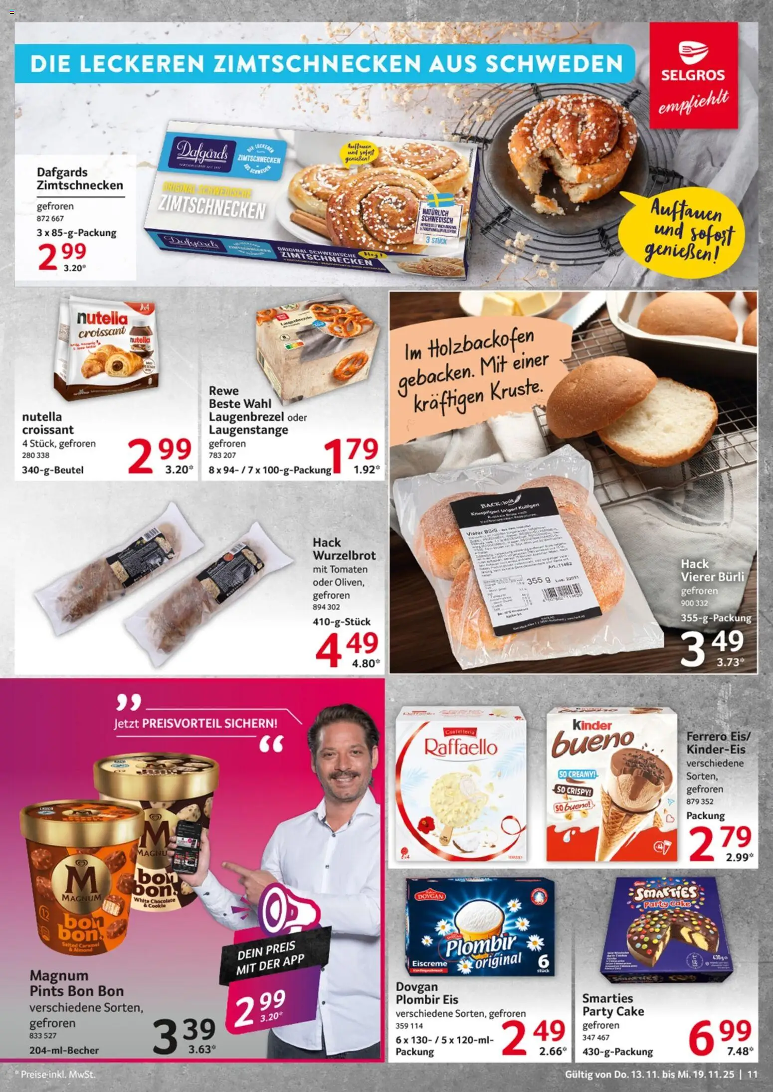 Selgros Prospekt 	 – gültig ab 13.11.2025 | Seite: 11 | Produkte: Smarties, Tomaten, Nutella, Eis