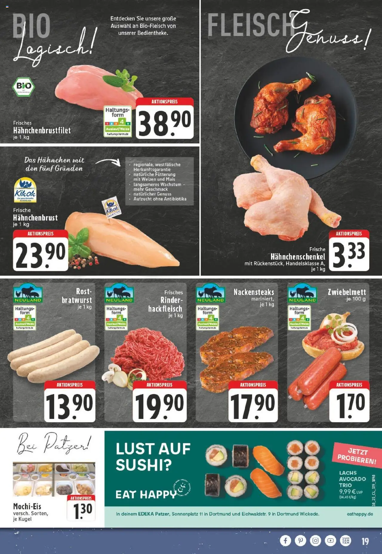 Edeka prospekt Dortmund	 - gültig ab dem 06.07.2025 | Seite: 19 | Produkte: Nackensteaks, Avocado, Mochi, Hahnchenbrust