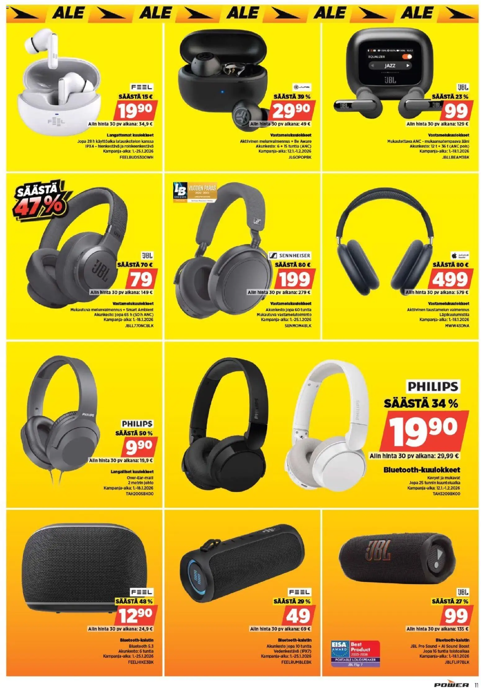Power tarjoukset – voimassa 12.01.2026 alkaen | Sivu: 13 | Tuotteet: Vastamelukuulokkeet, Langattomat kuulokkeet, Kuulokkeet