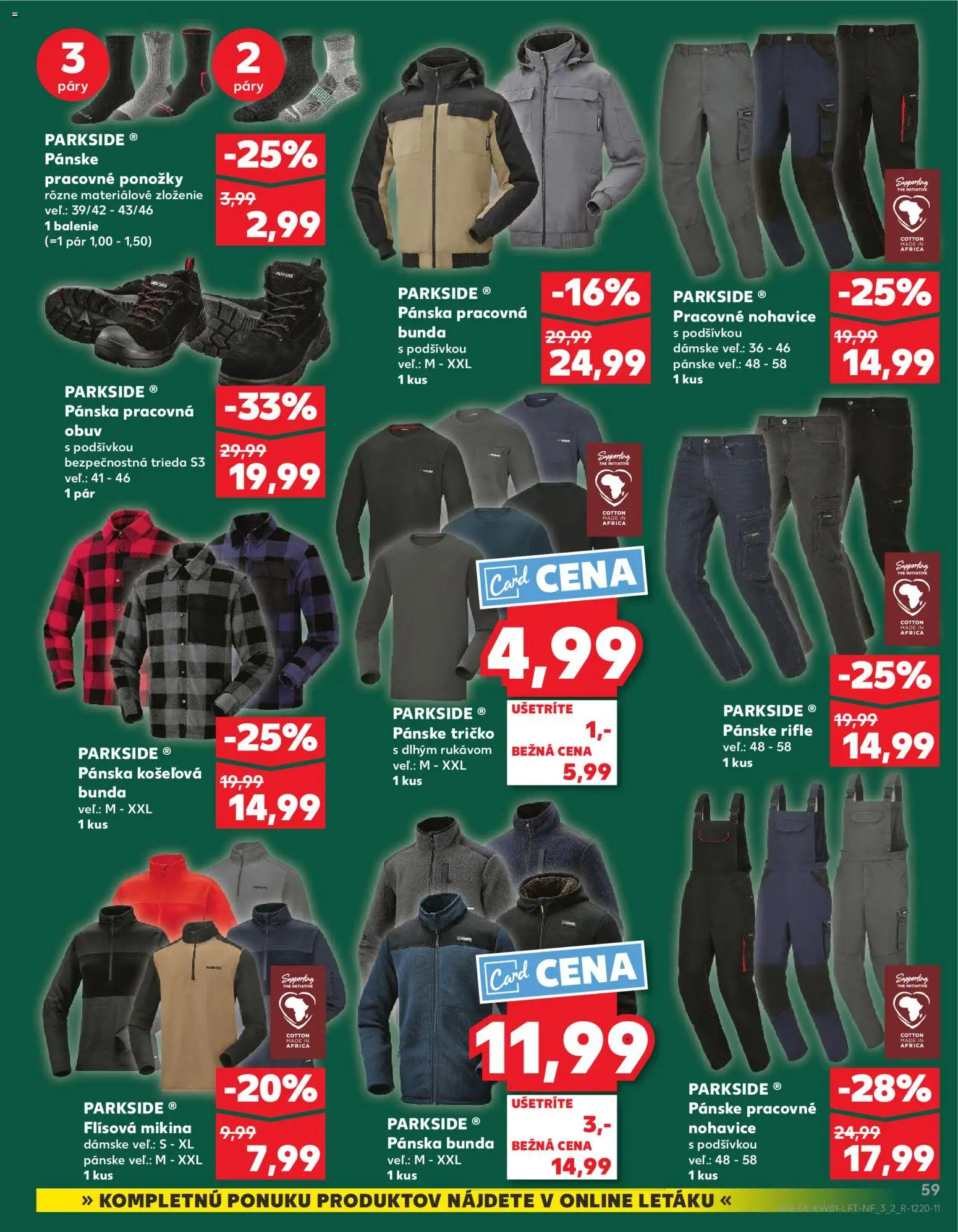 Nové Kaufland akcie – leták je platný od 02.01.2026 | Strana: 59 | Produkty: Parkside, Tričko, Bunda, Ponožky