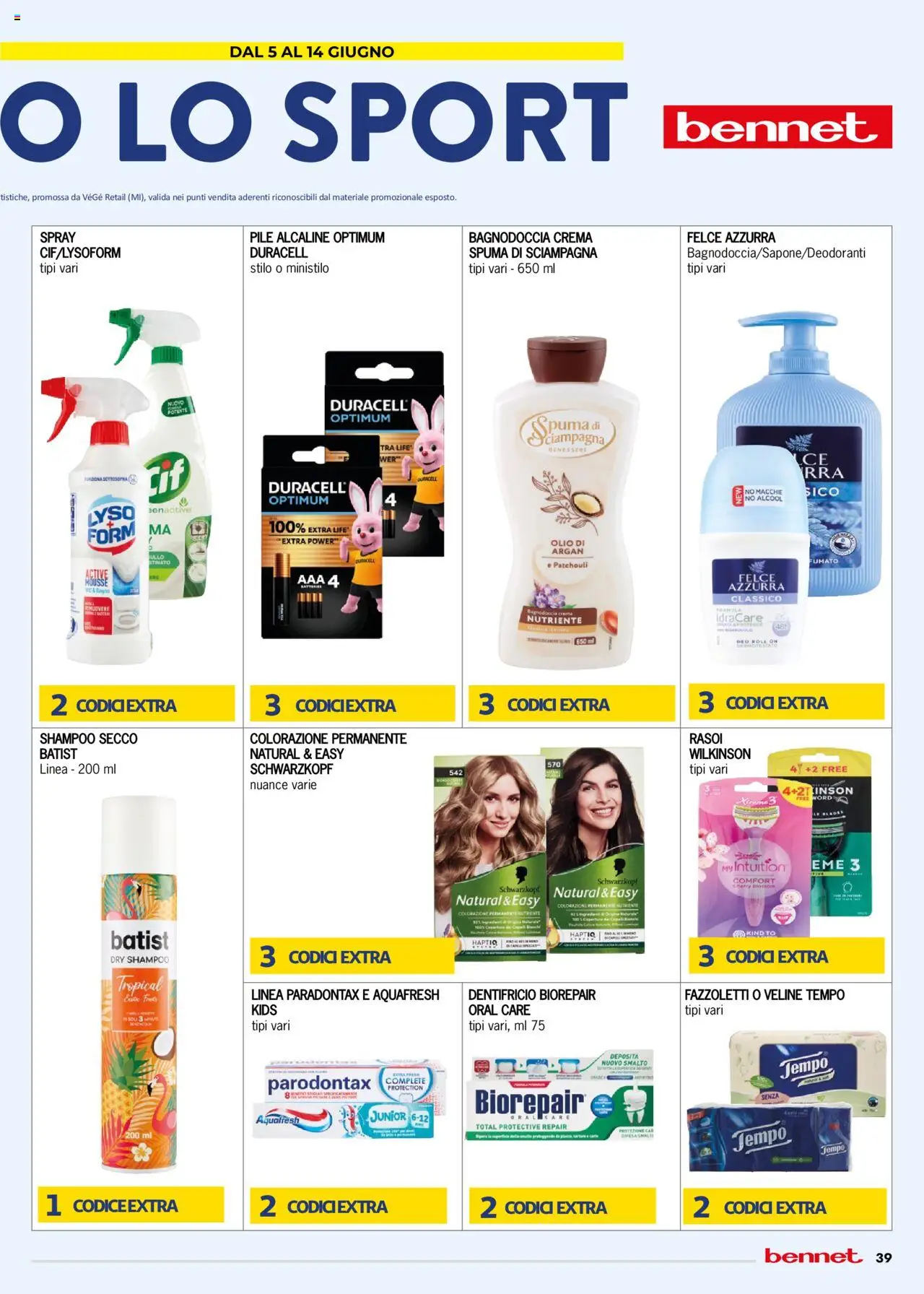 Volantino bennet del 05.06.2025 | Pagina: 39 | Prodotti: Pile, Dentifricio, Veline, Bagno