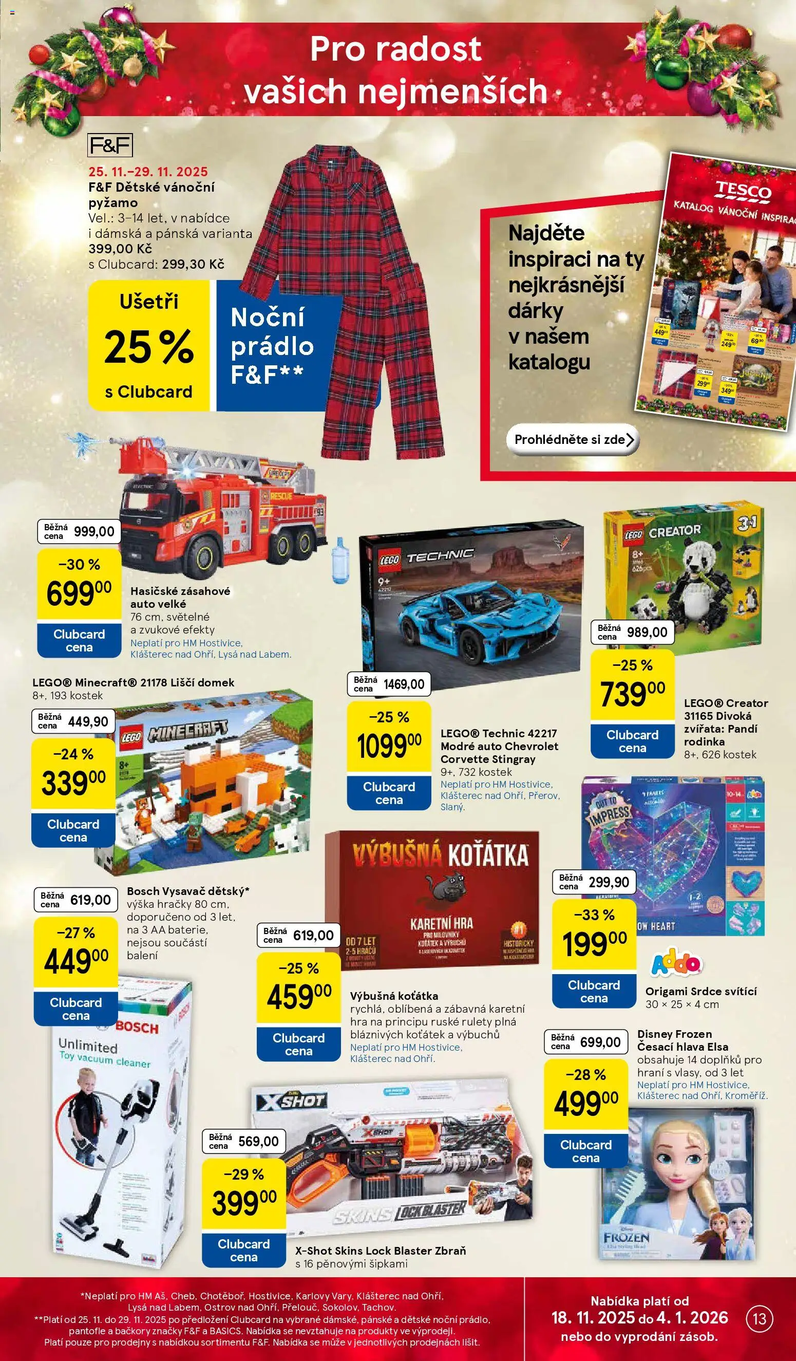 Tesco Black Friday od 26.11.2025 | Strana: 13 | Produkty: LEGO, F&F, Bačkory, Vysavač